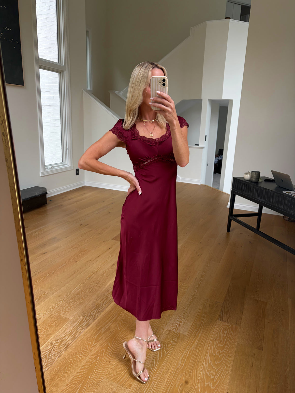 Burgundy Satin Dress