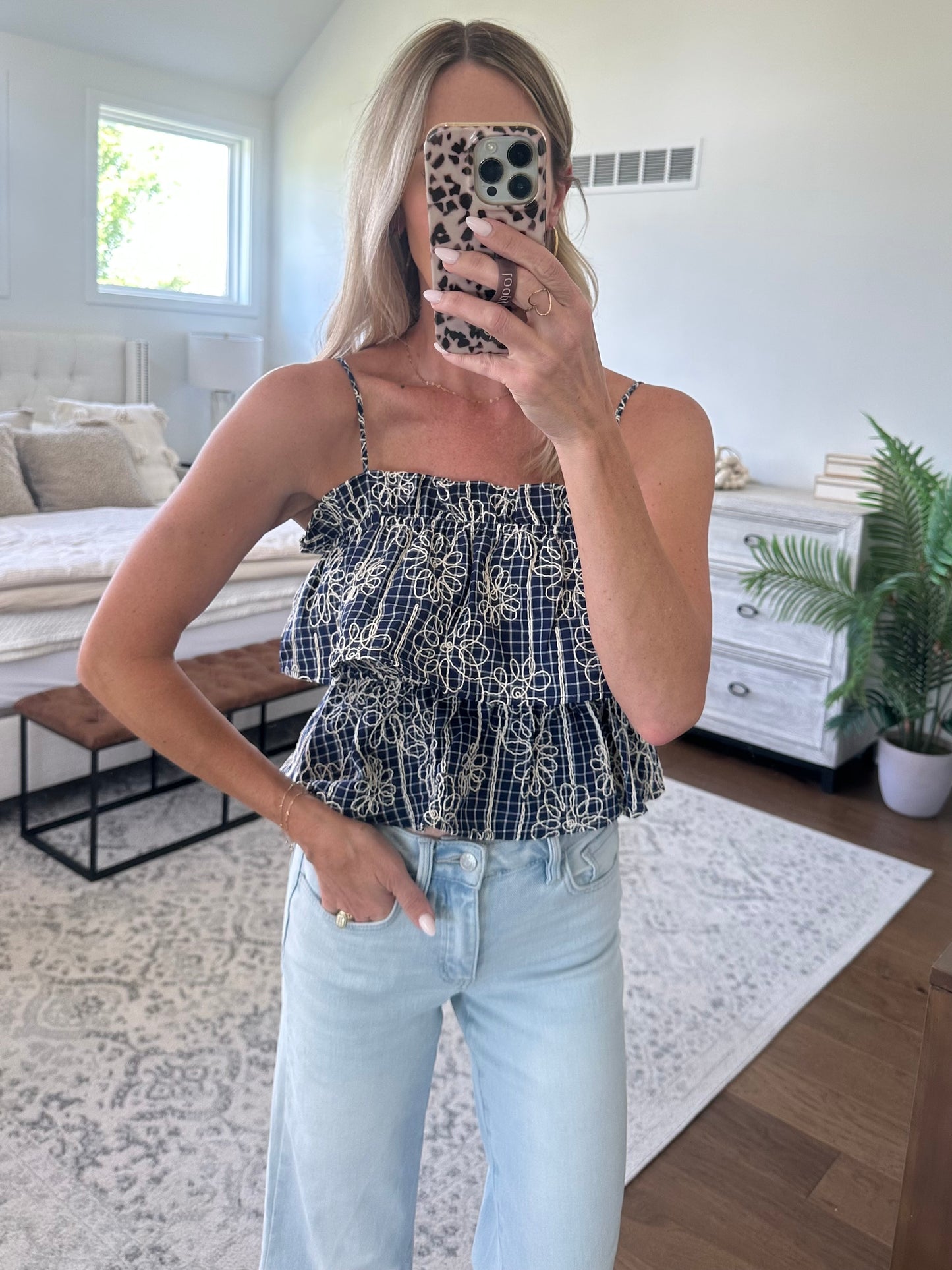 Navy Ruffle Tank