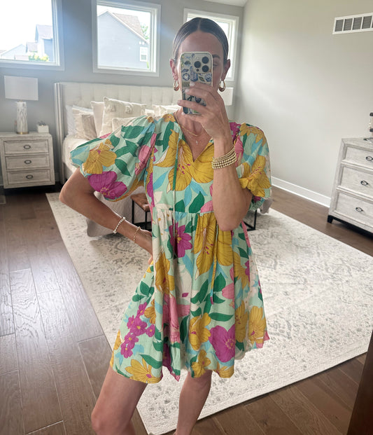 Mint Floral Dress