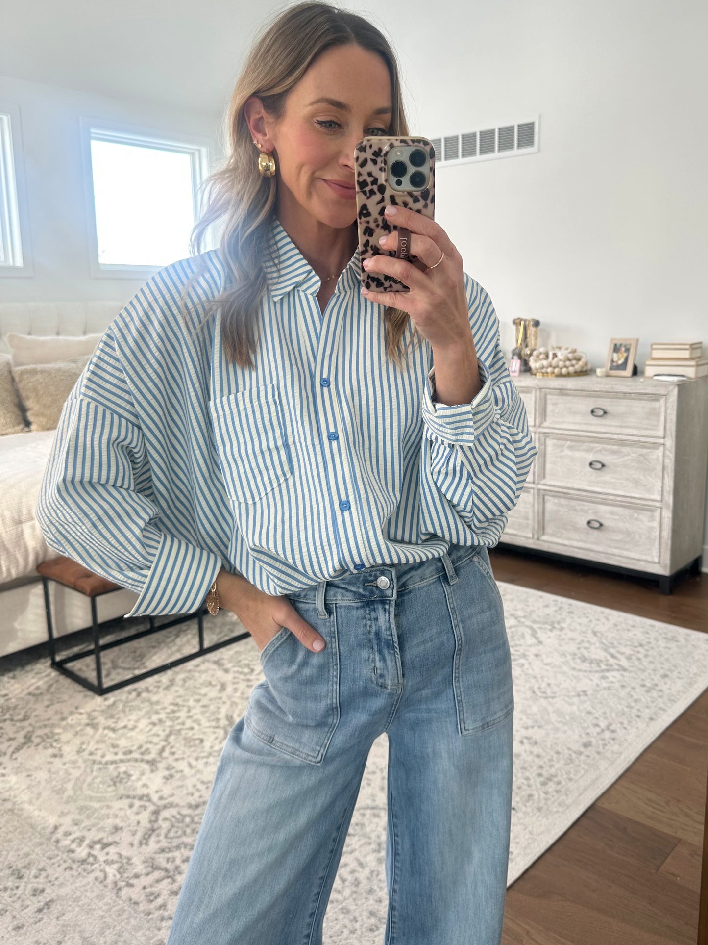 Blue & Ivory Button Down
