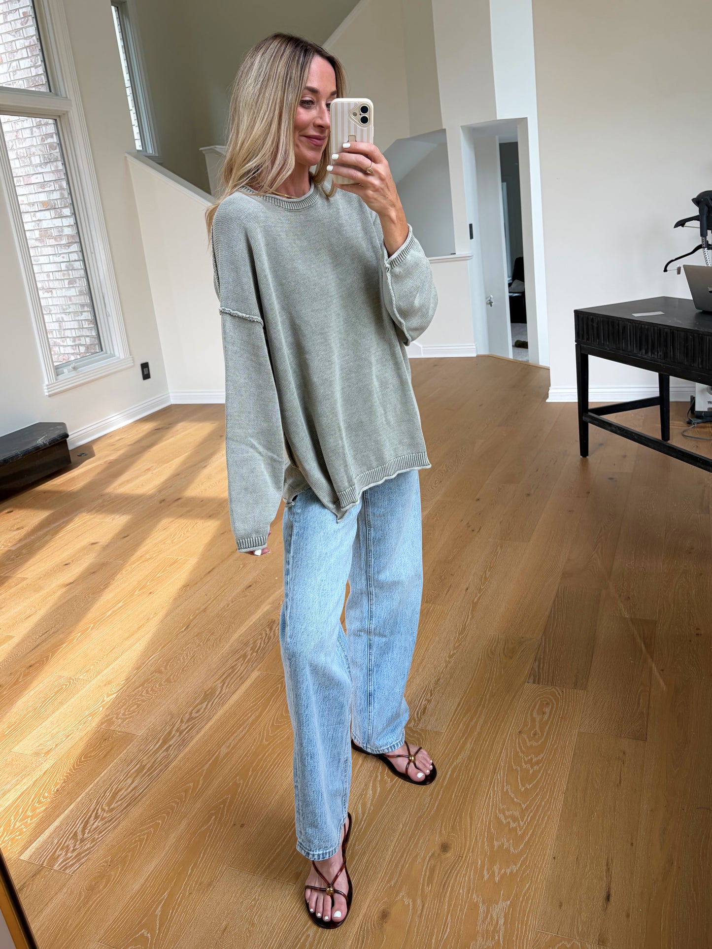 Olive Drop Sleeve Sweater