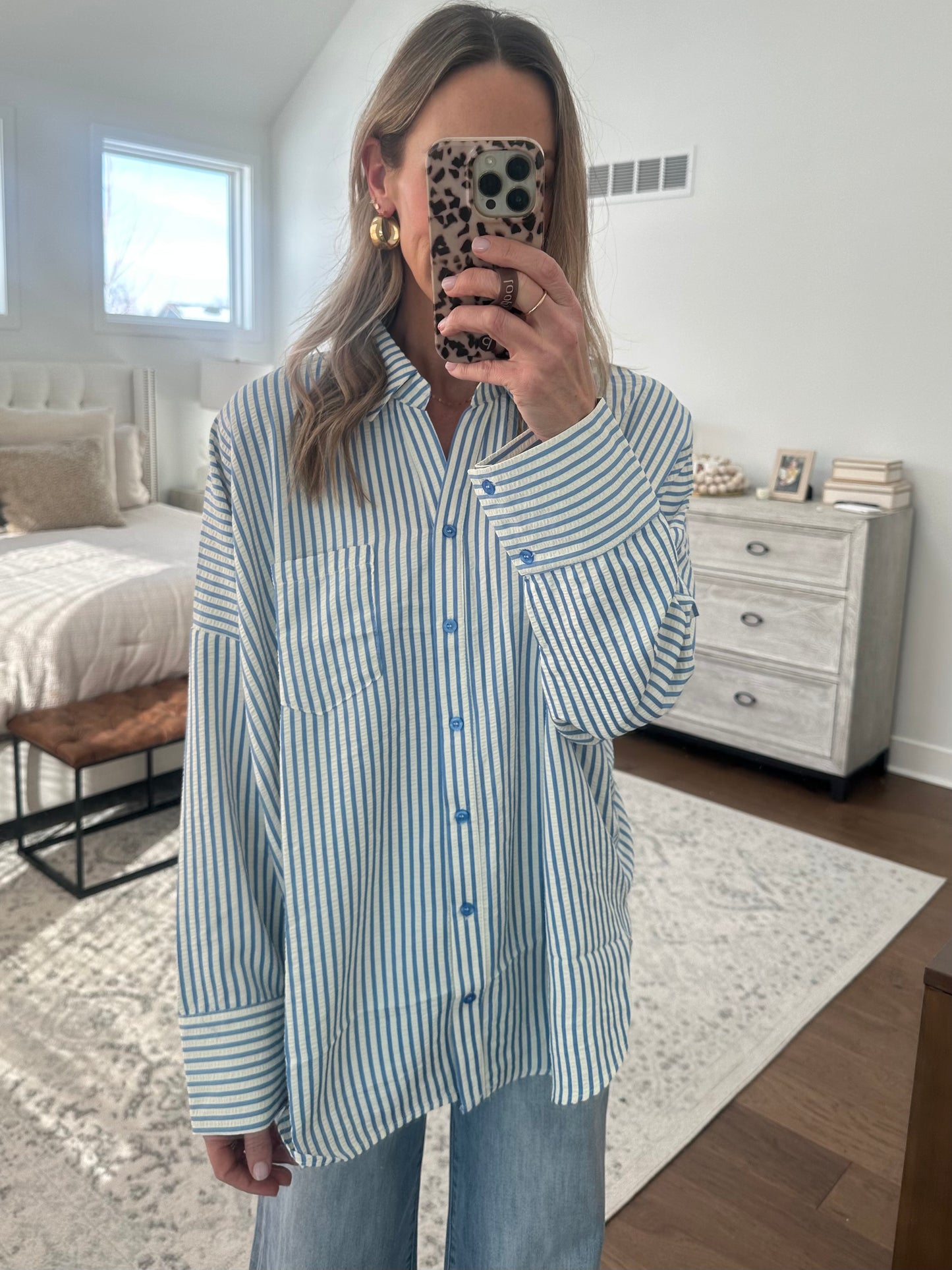 Blue & Ivory Button Down