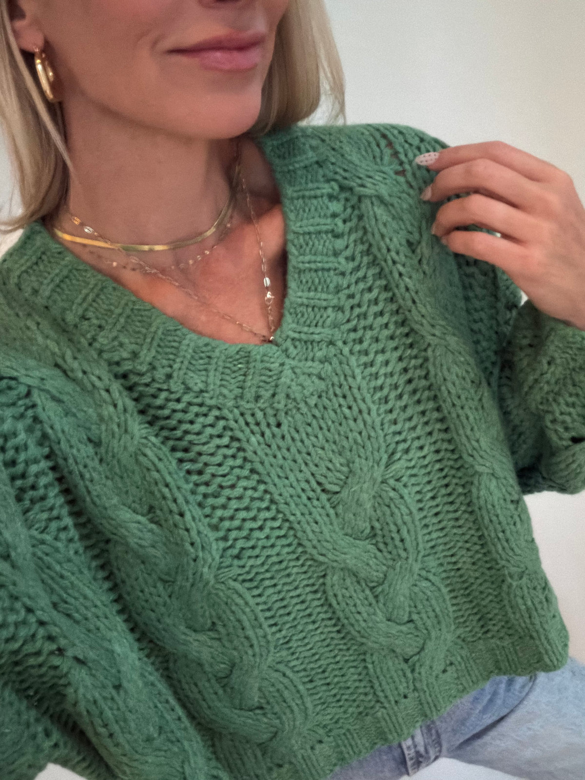 Loose Knit Sweater- Green