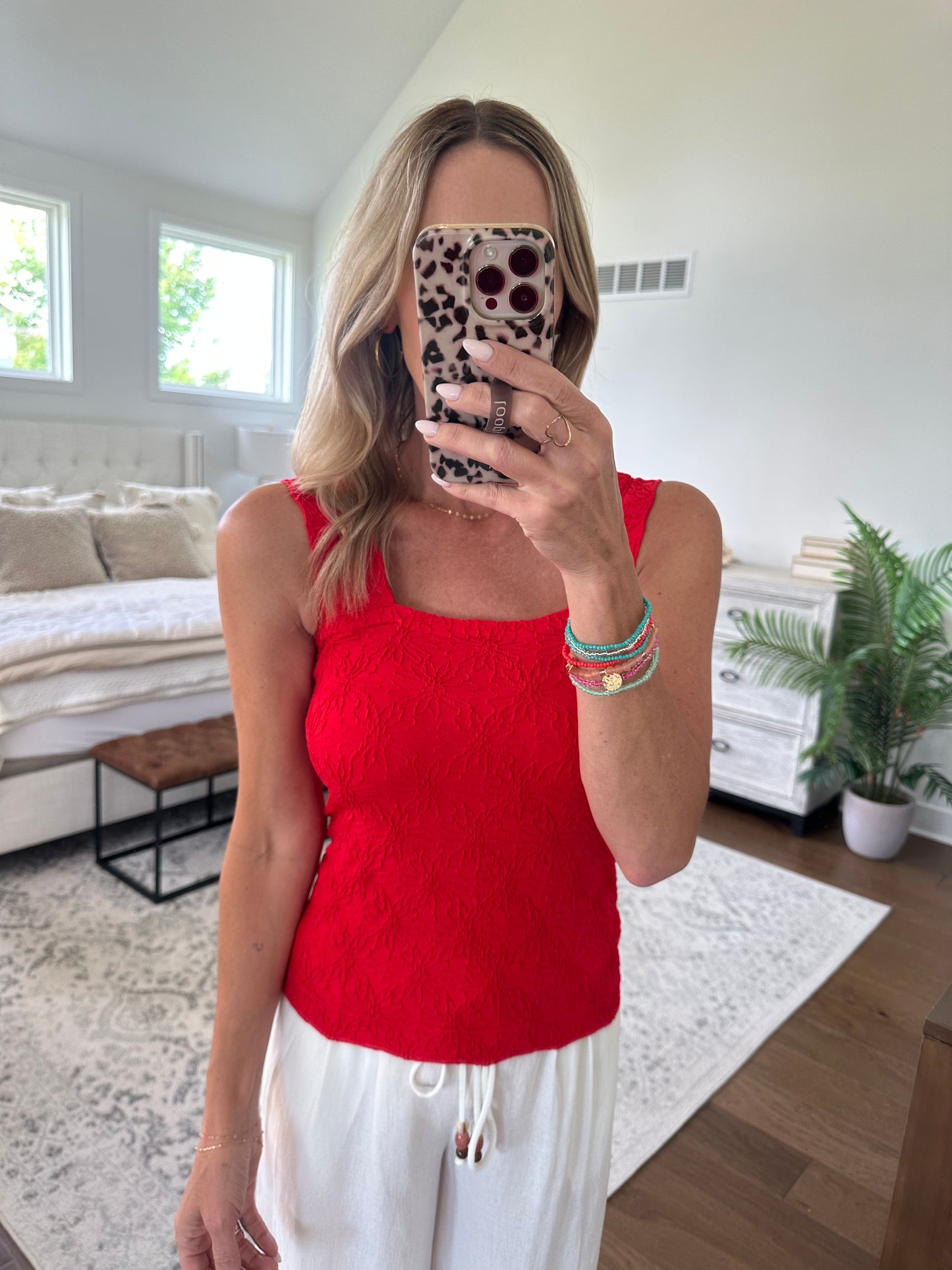 Floral Tank-Red