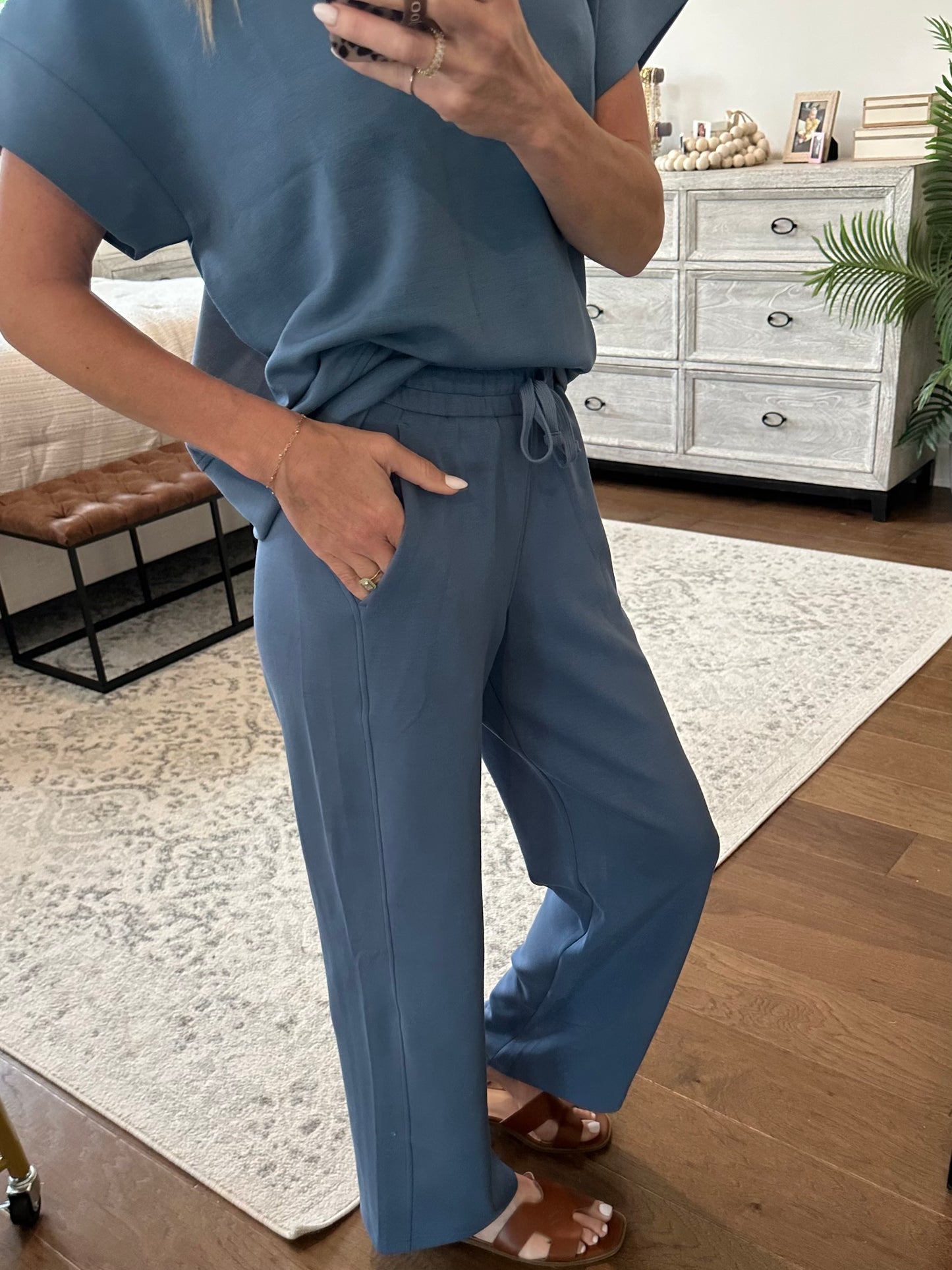 Straight Leg Lounge Pant- Blue