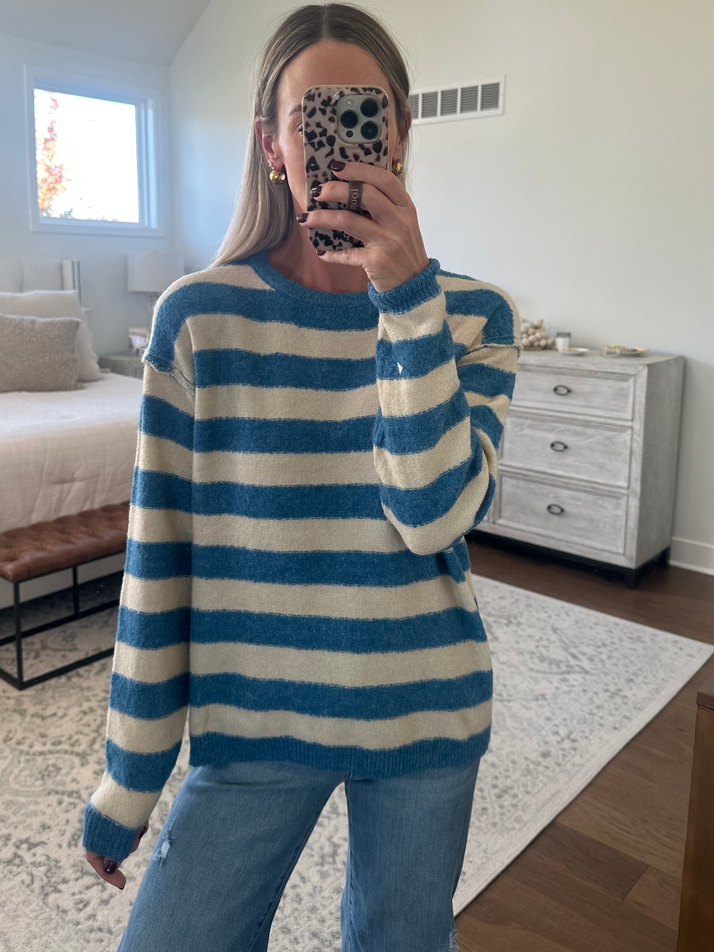 Thick Striped Crew Neck Sweater