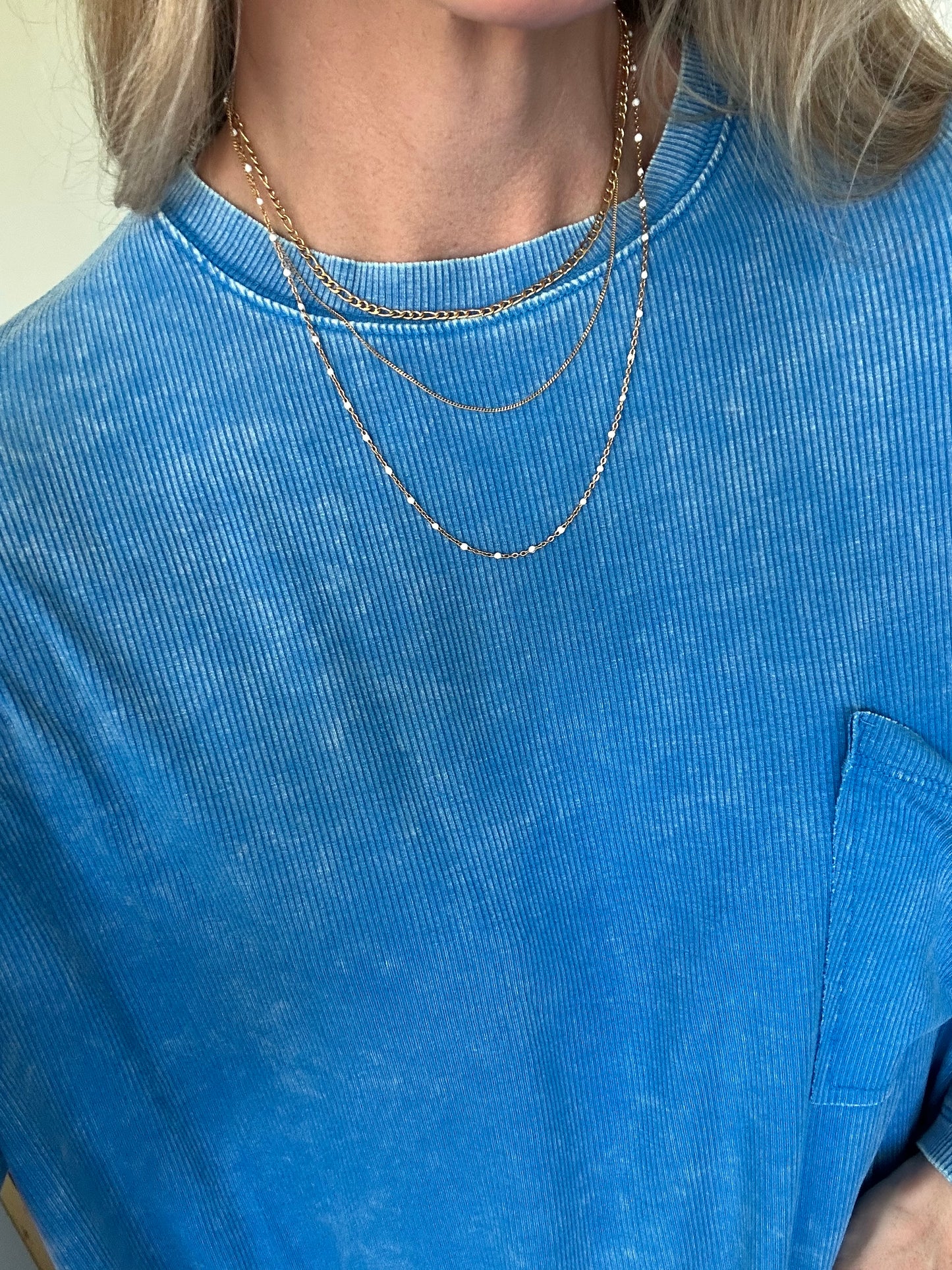 Long Sleeve Pocket Tee- Blue