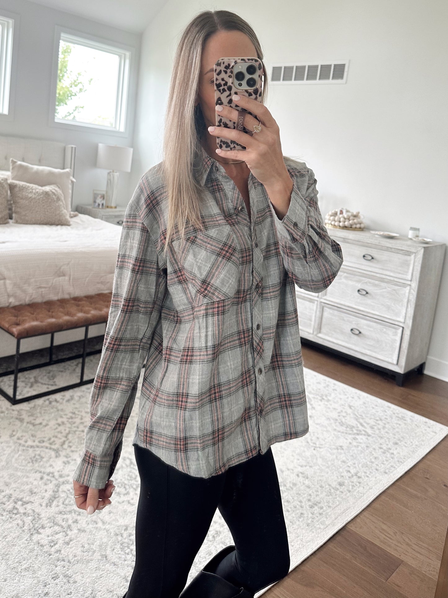 Classic Plaid Button Down- Grey