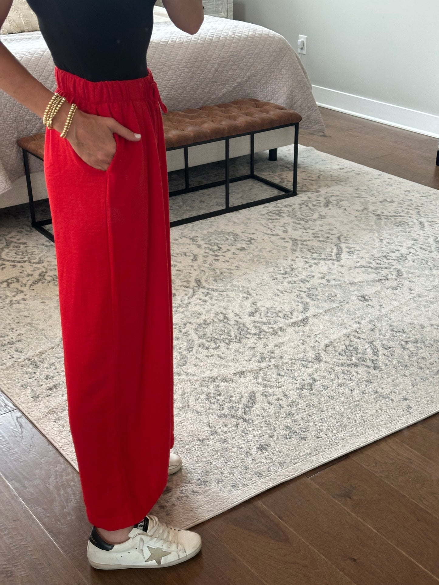 Red Woven Pant