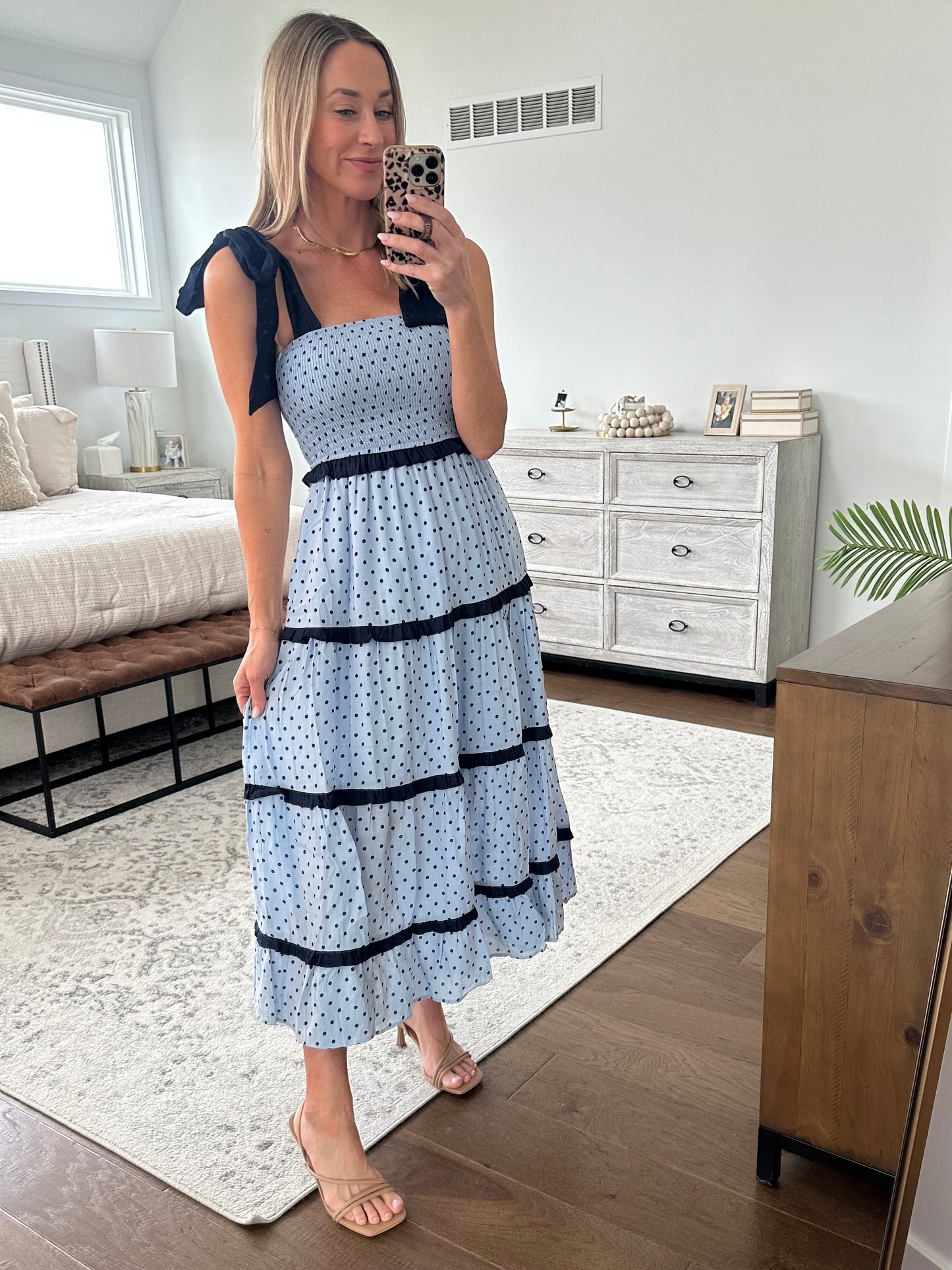 Polka Dot Blue/Navy Maxi Dress