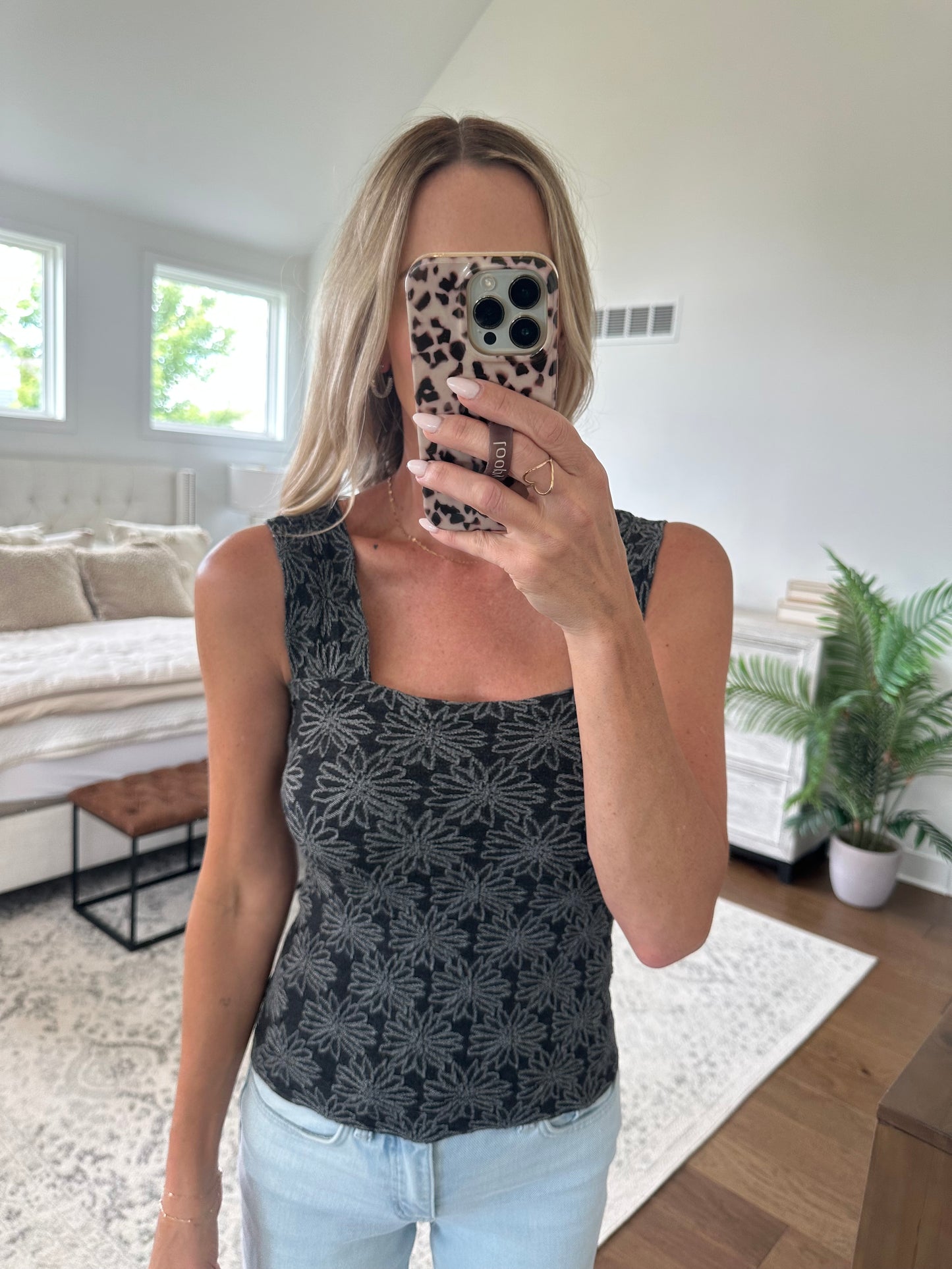 Floral Tank- Black