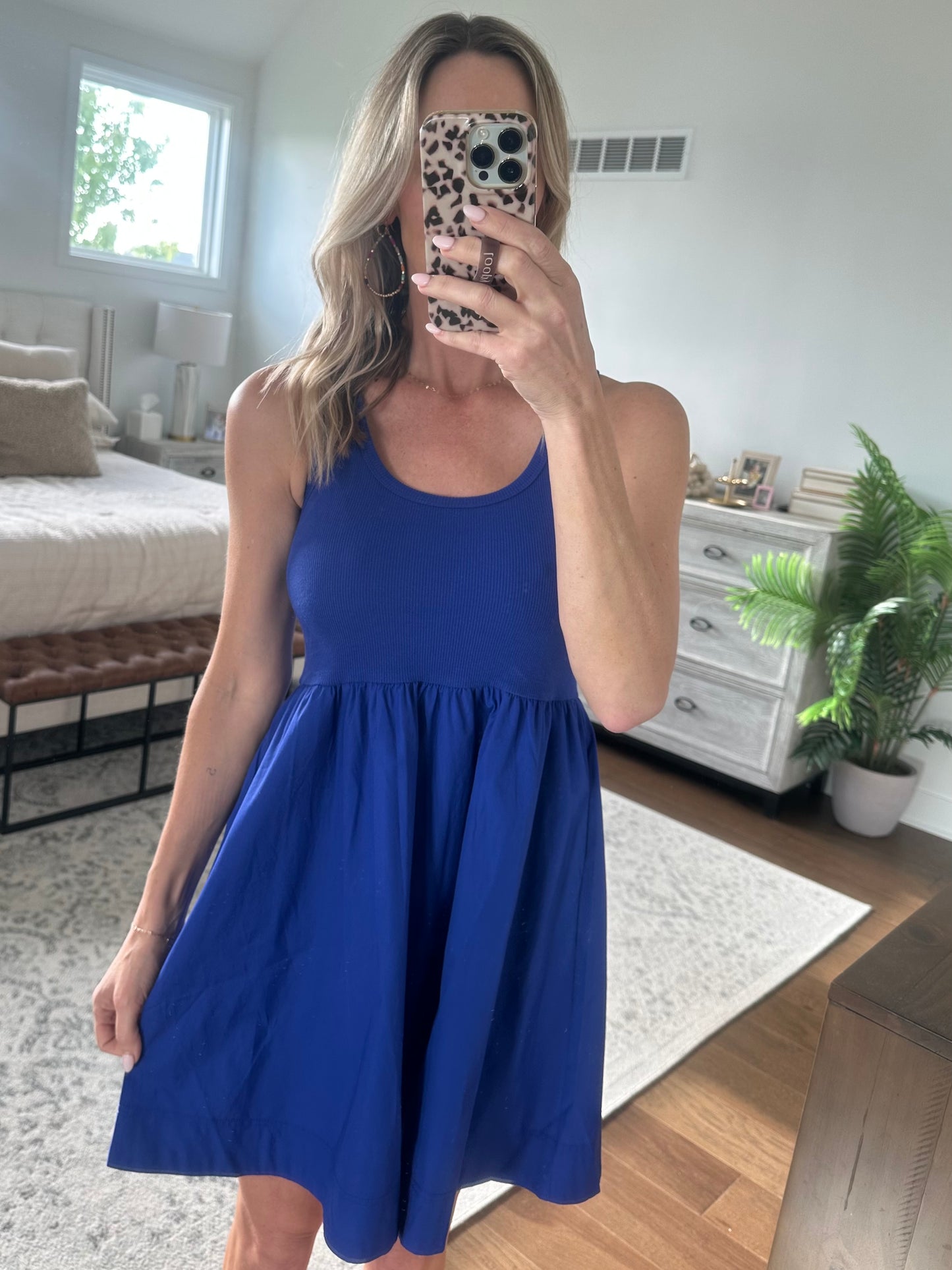 Woven Tank Dress- Blue