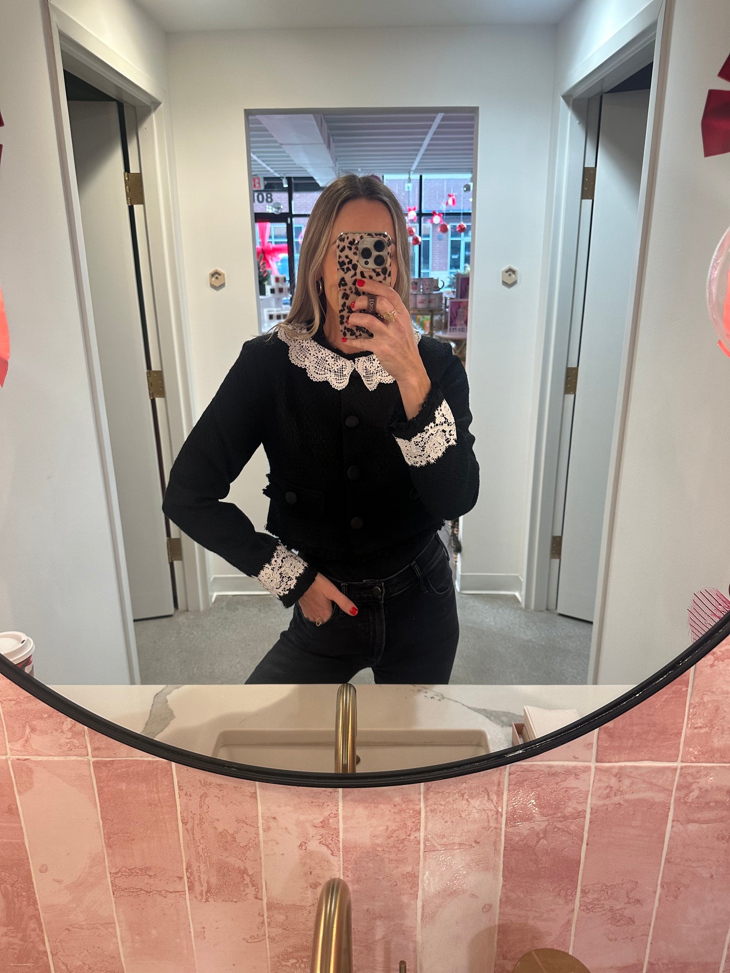 Lace Trim Tweed Jacket