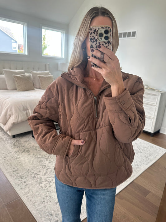 Chestnut Quilted Pullover