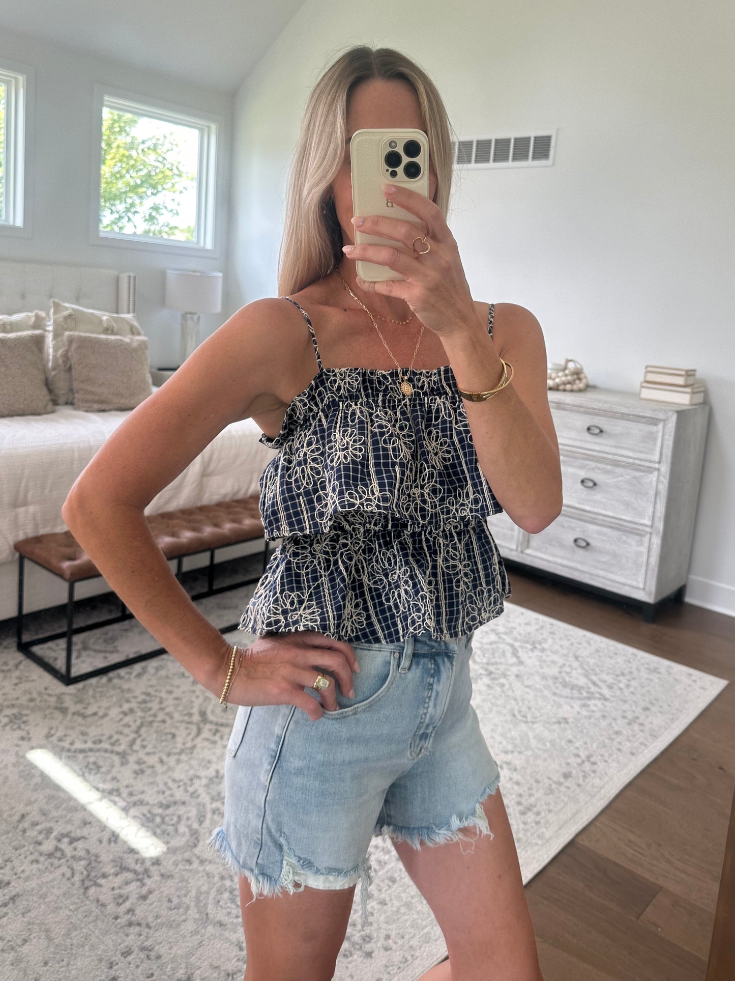 Navy Ruffle Tank