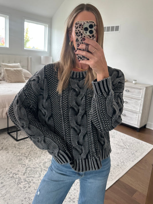 Charcoal Cable Knit Sweater