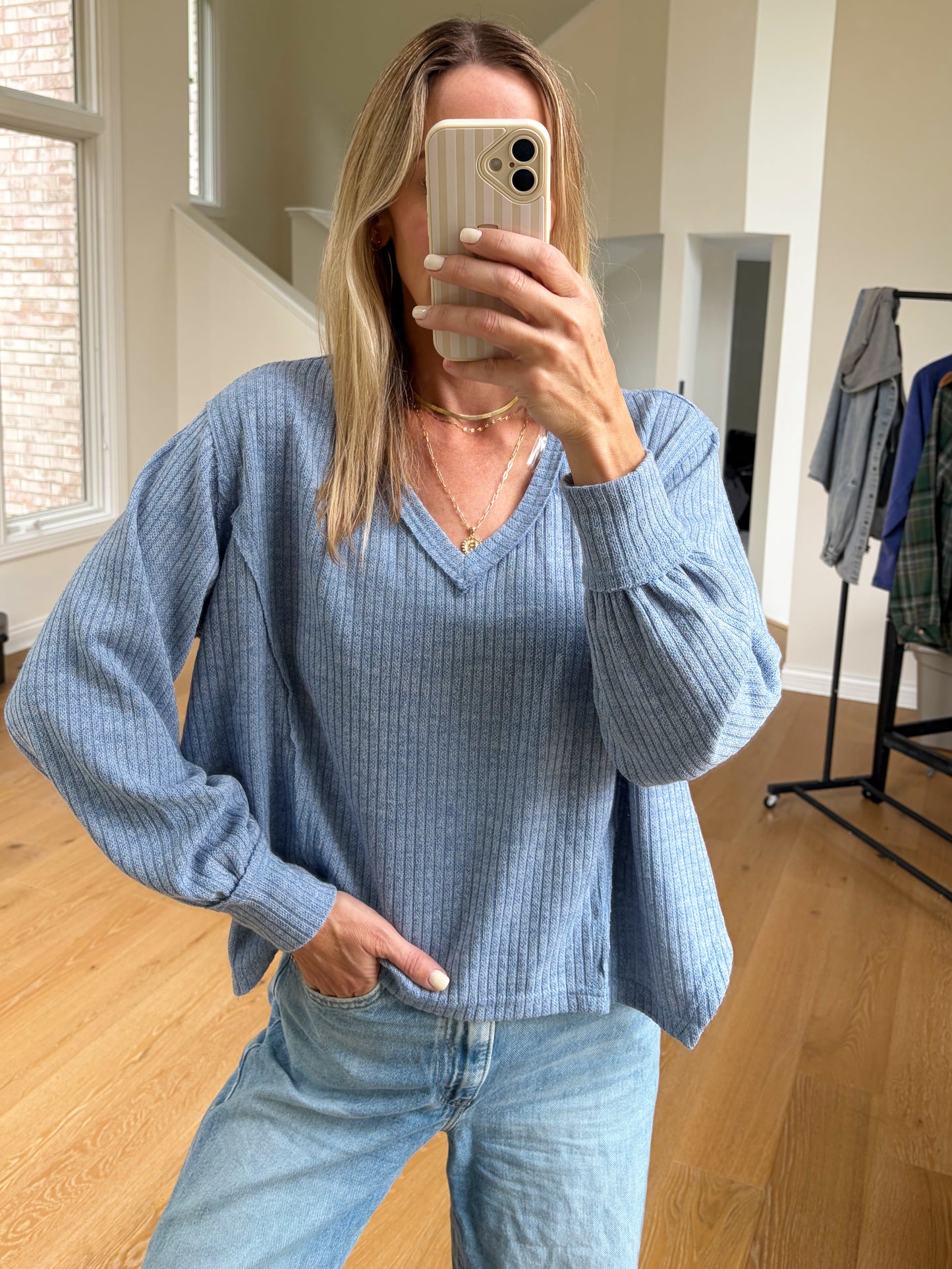 Baby Blue Fine Knit Top