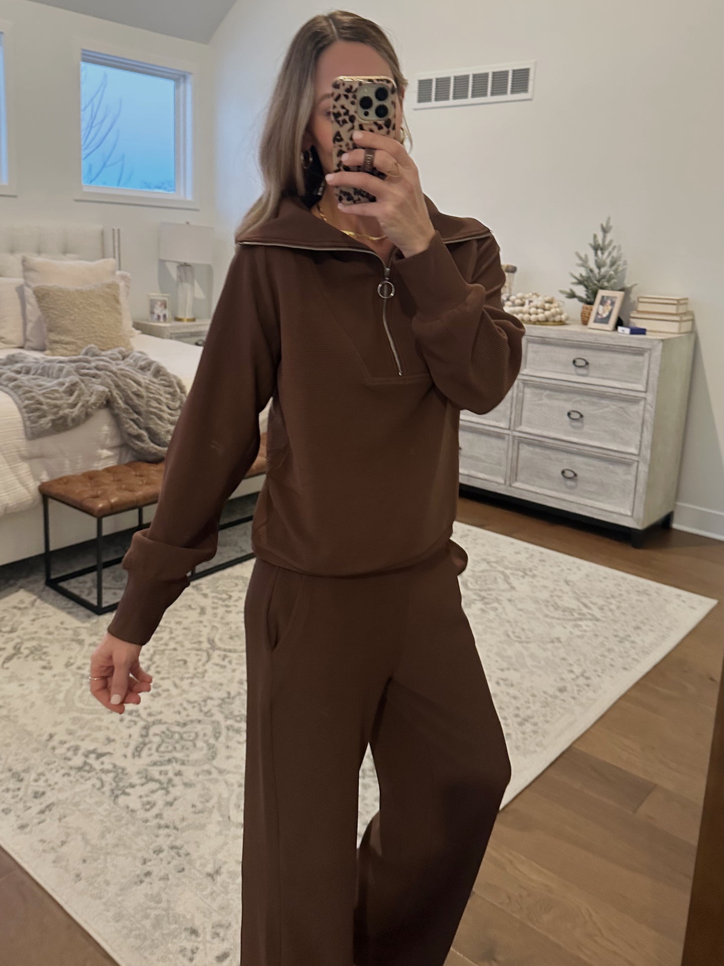 Half Zip Set - Brown