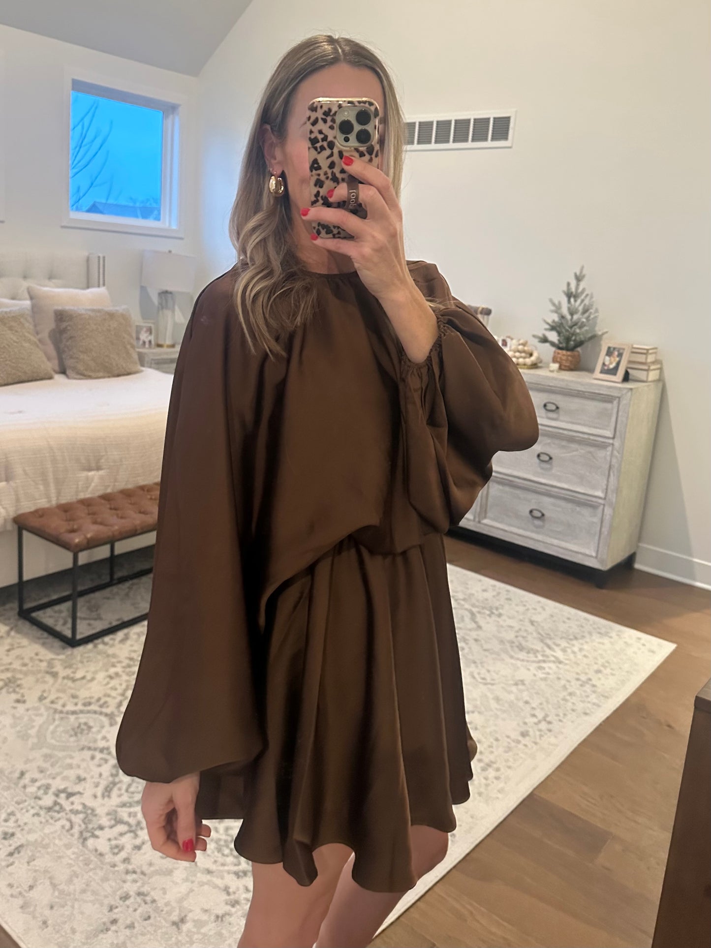 Chocolate Brown Satin Dress