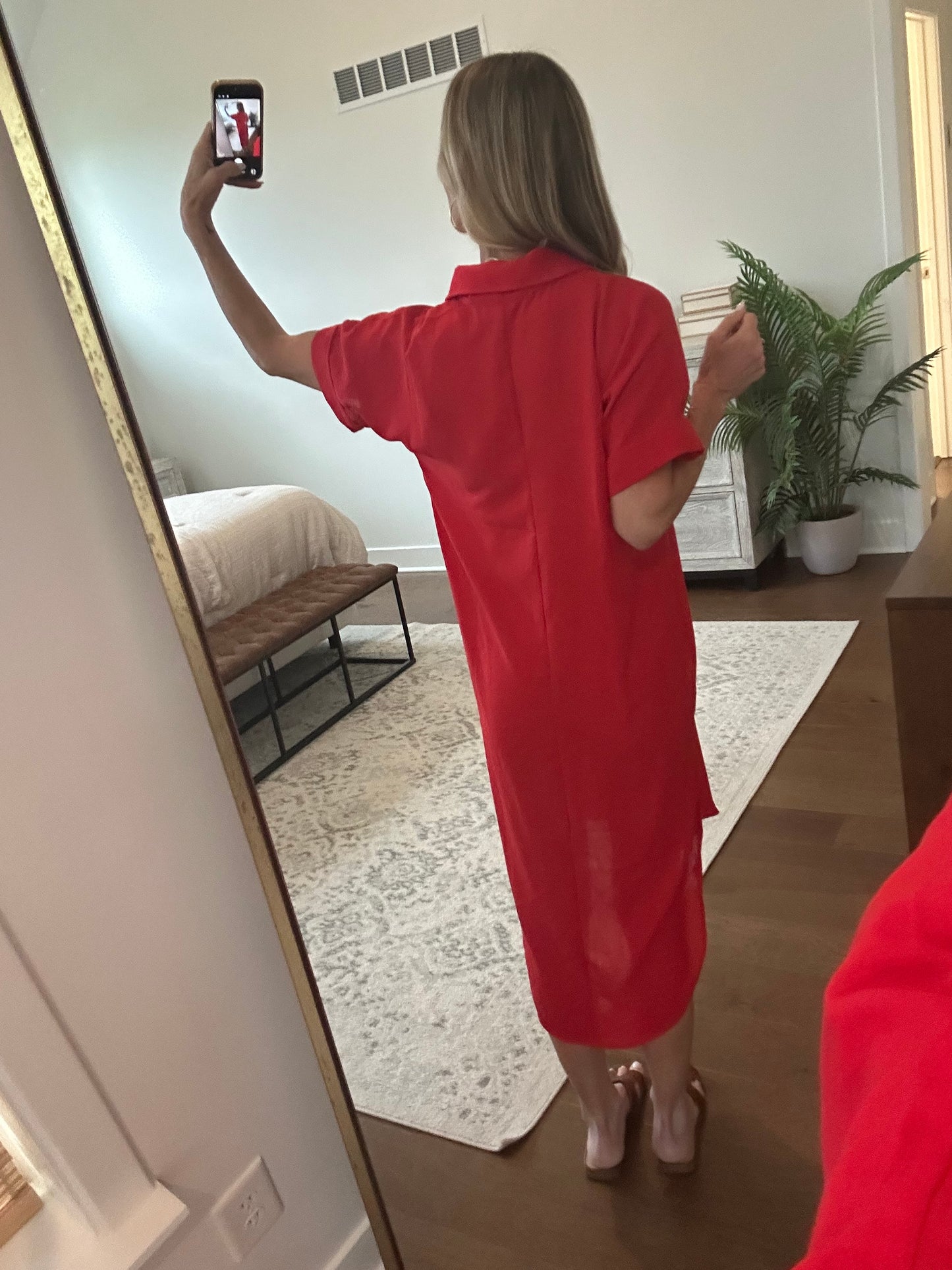 Shirt Dress- Red