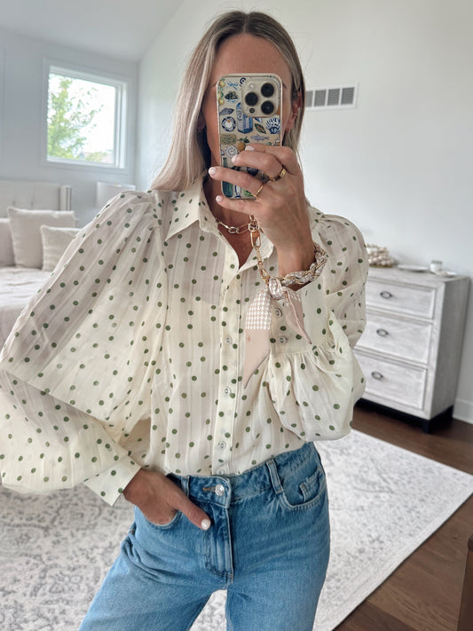 Lime Polka Dot Top