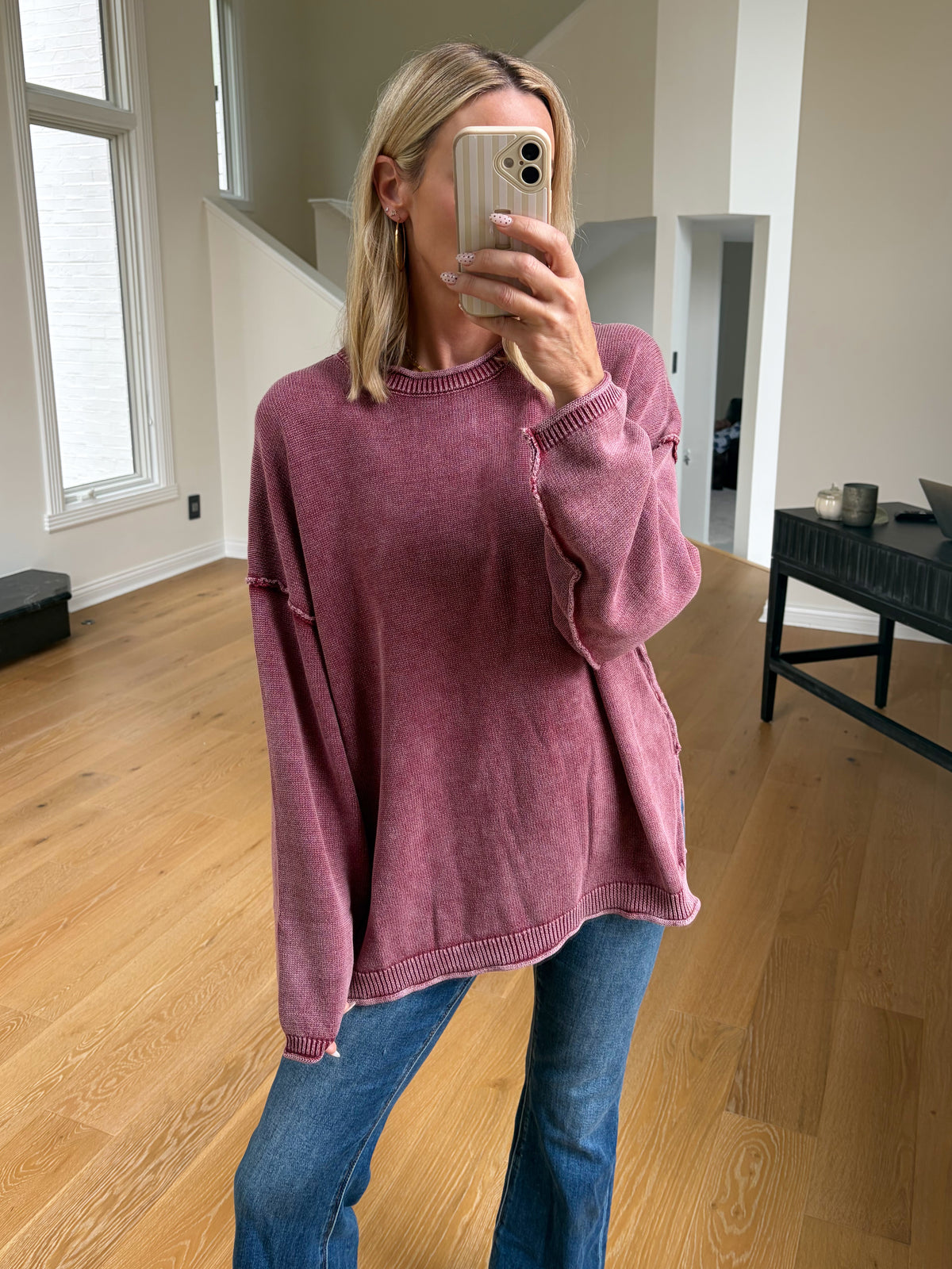 Burgundy Drop Sleeve Sweater