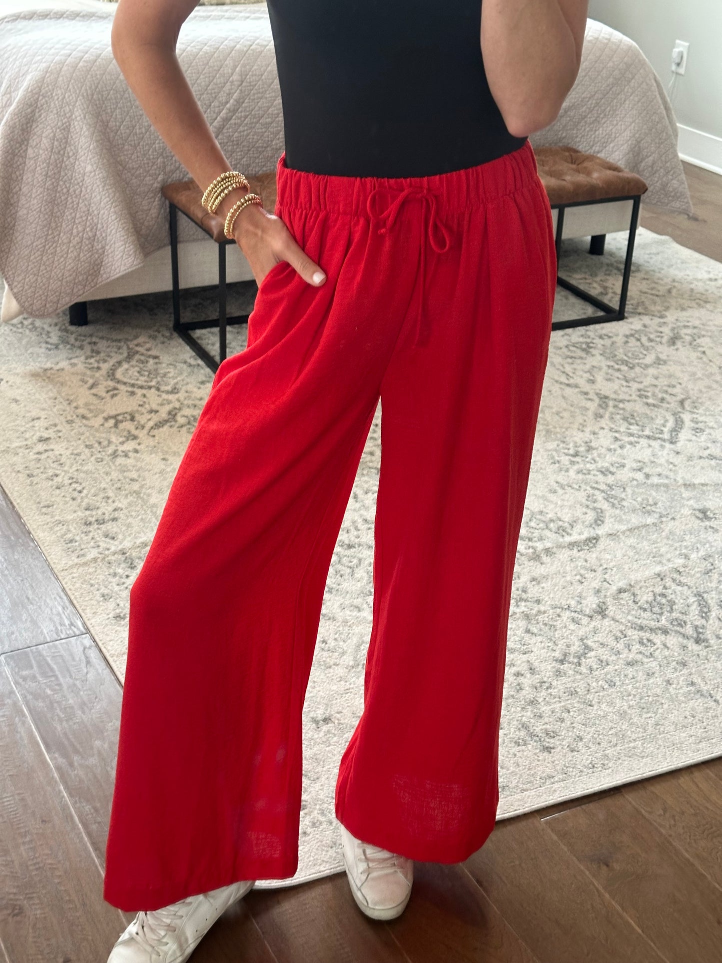 Red Woven Pant