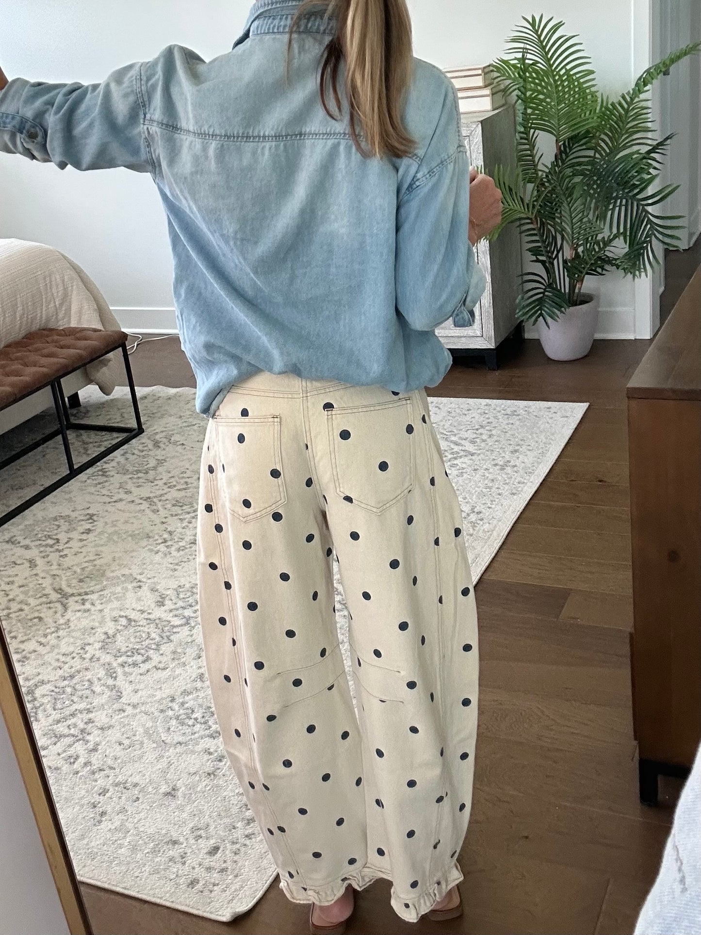 Cream/Navy Polka Dot Barrel Jeans