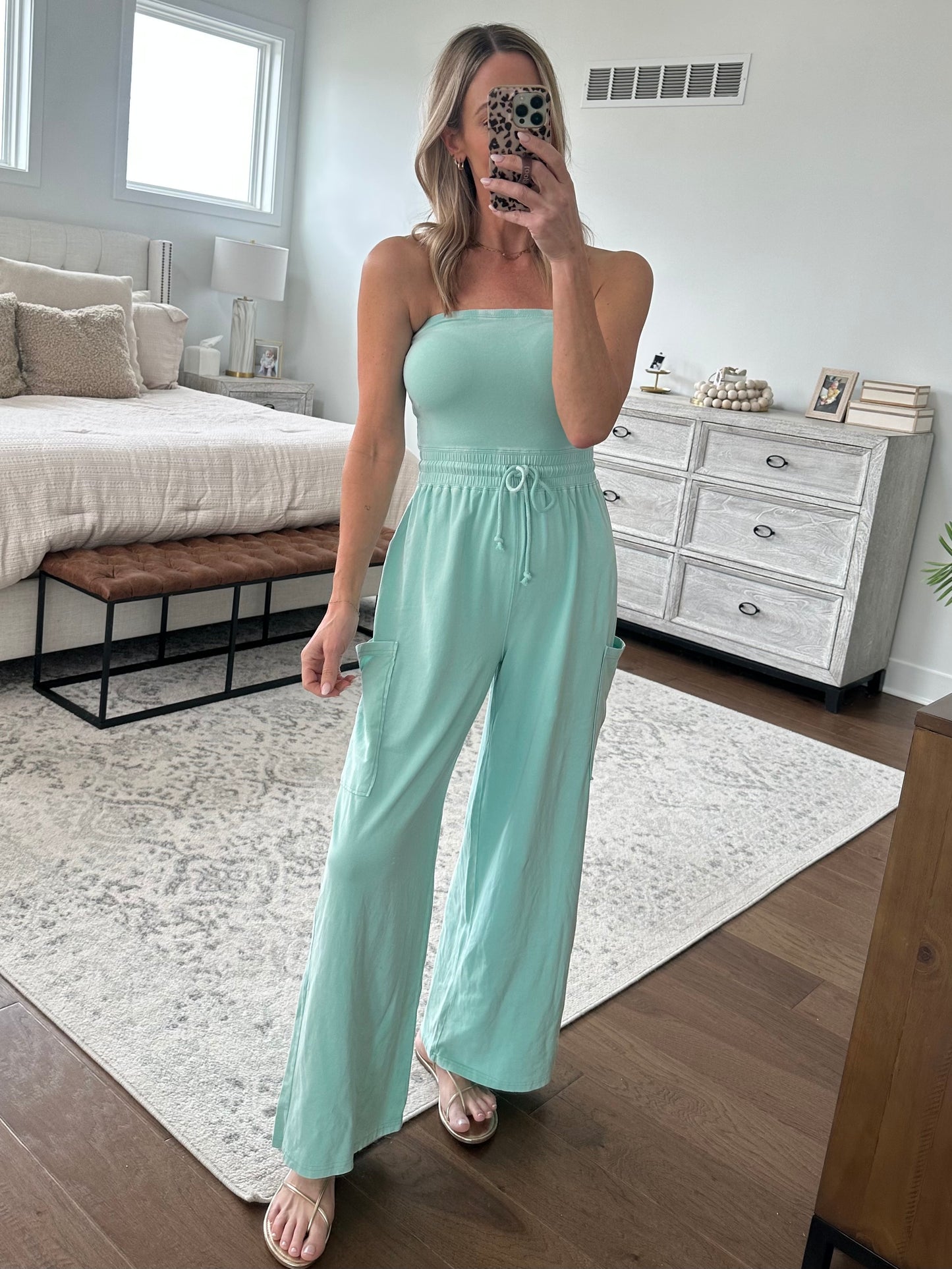 One Piece Strapless Jumpsuit- Mint