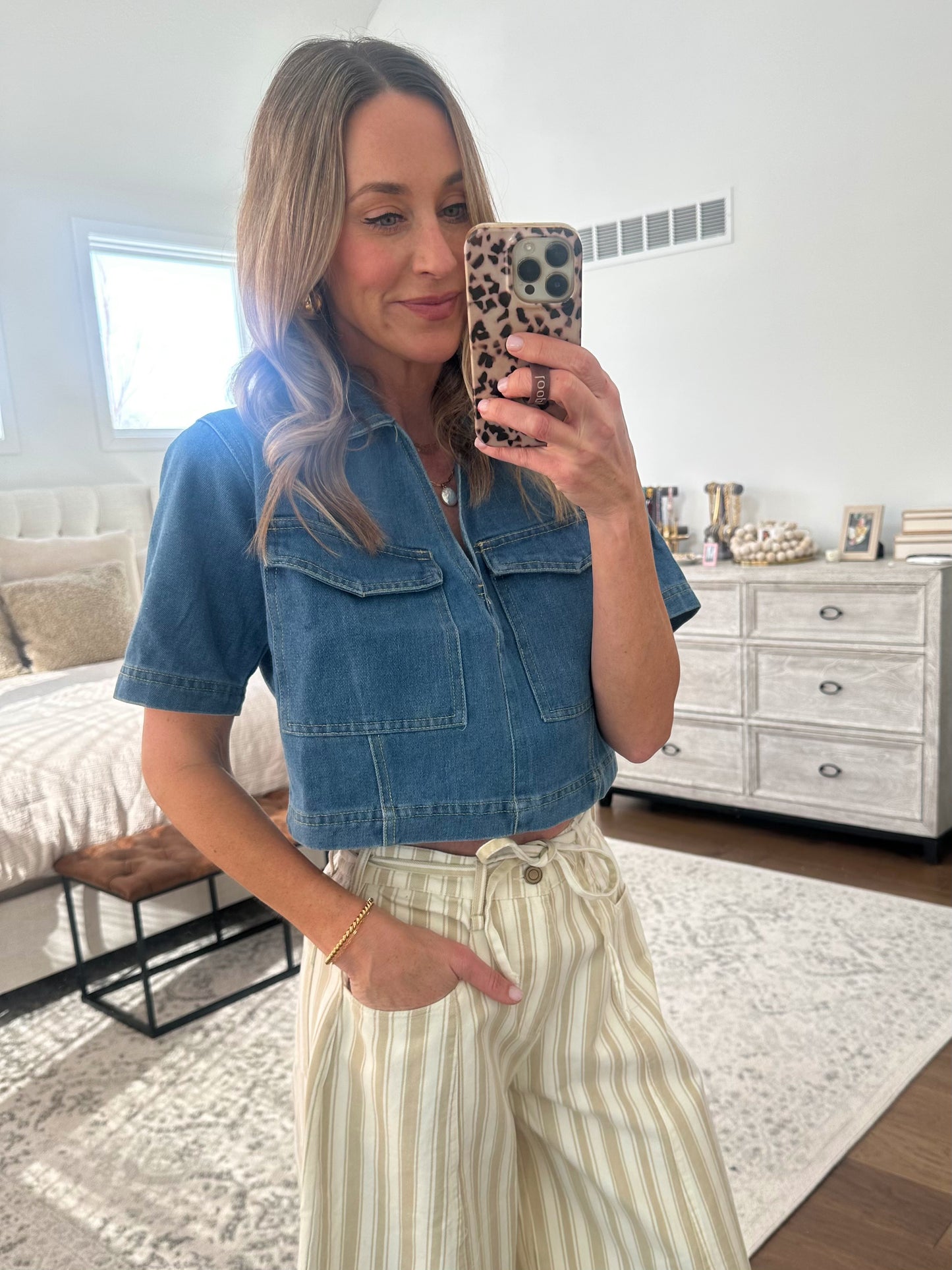 Dark Denim Short Sleeve Top