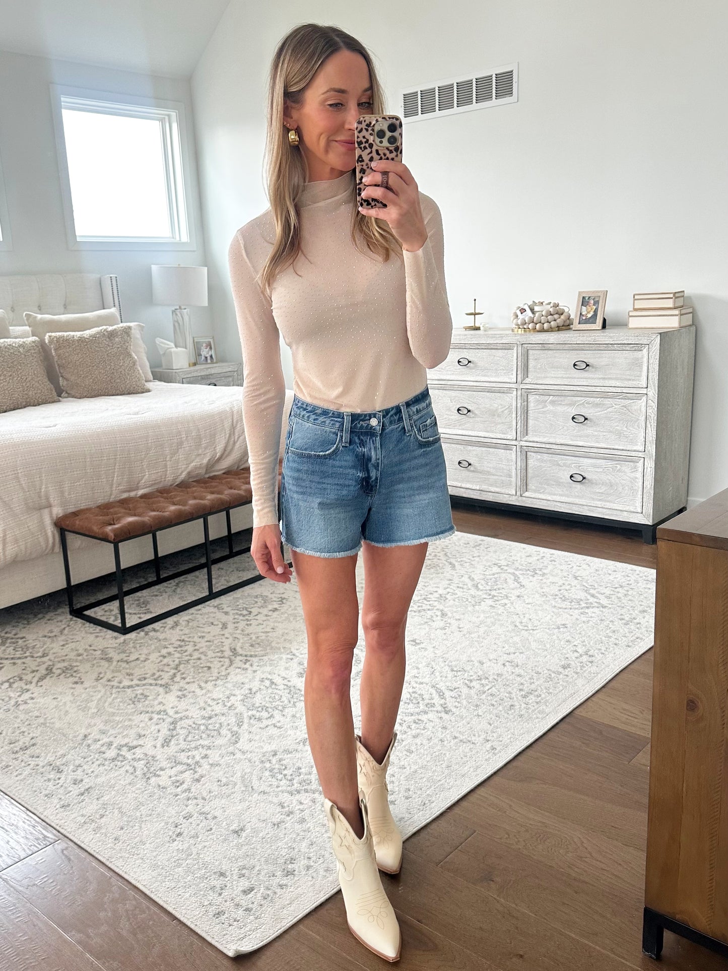 Sheer Rhinestone Long Sleeve