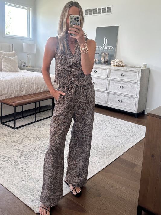 Leopard Denim Pants