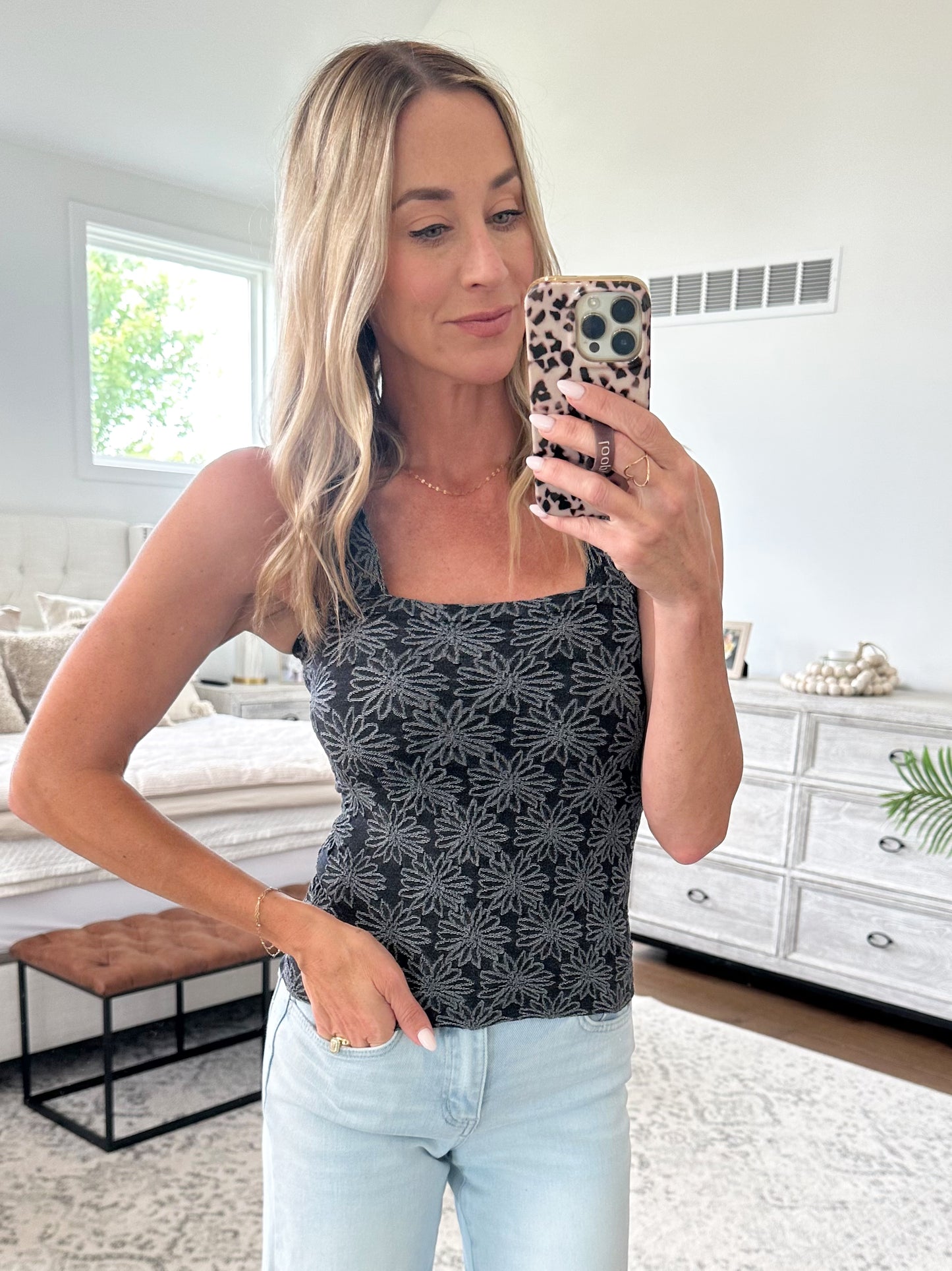 Floral Tank- Black