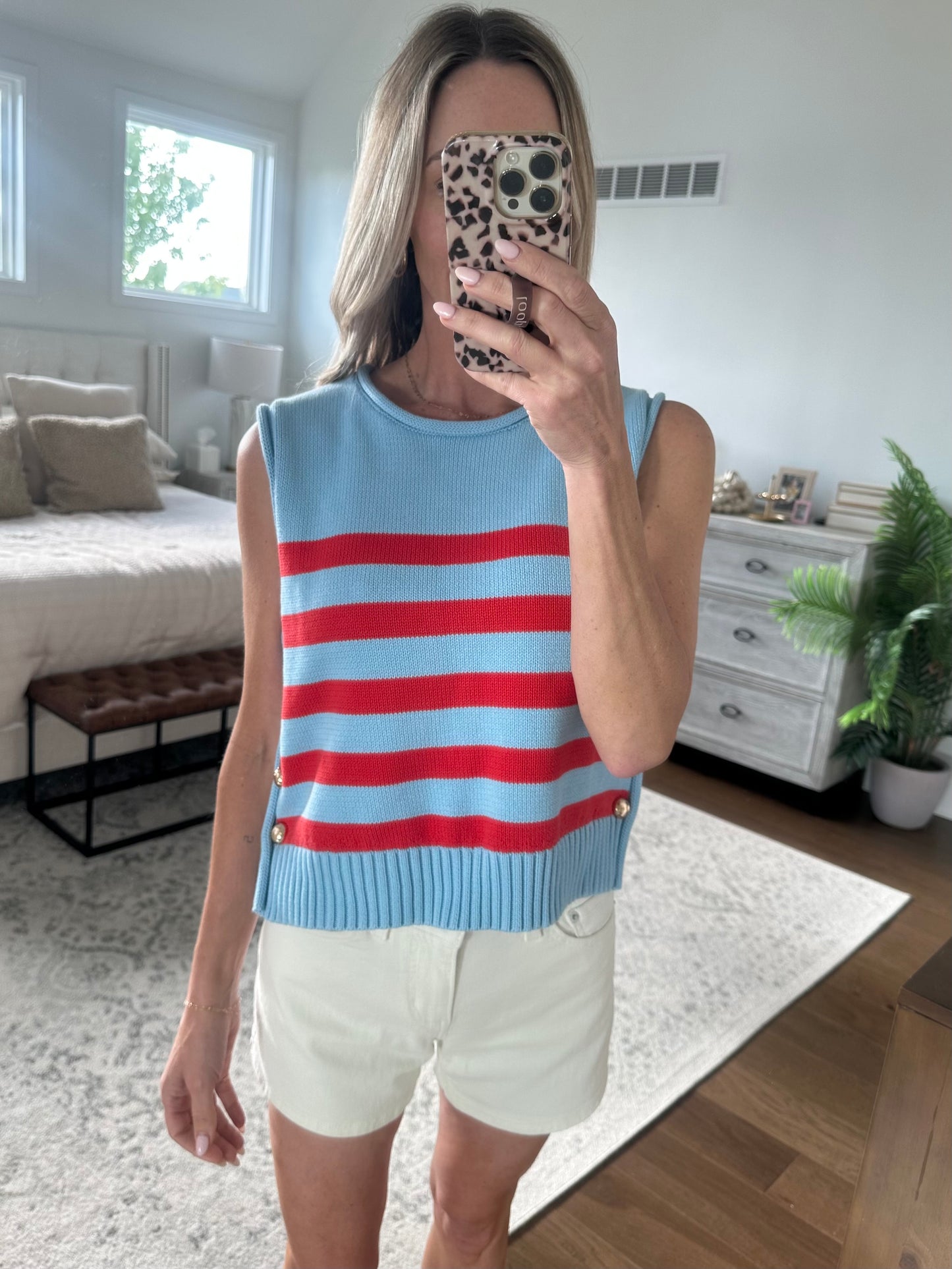 Baby Blue & Red Sweater