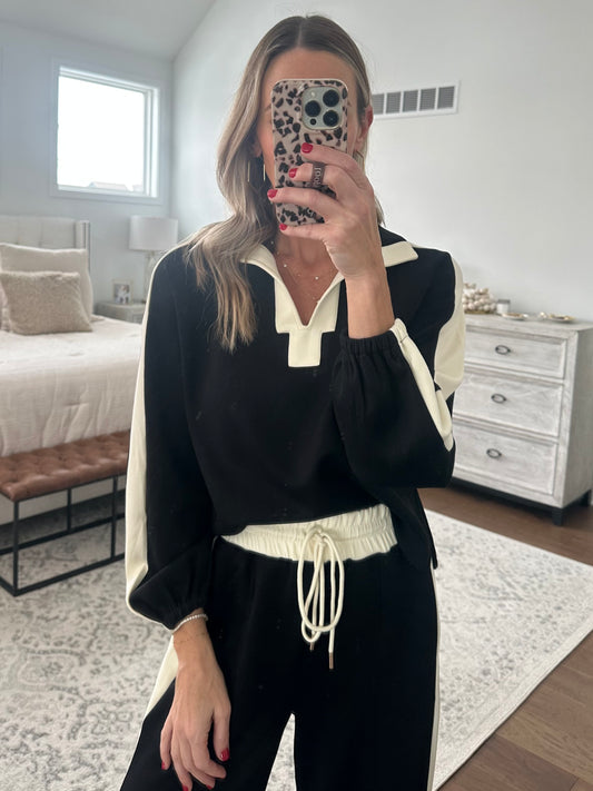Black & Cream Pullover