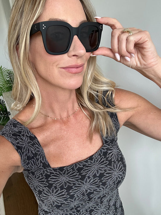 Acetate Frame Sunglasses- Matte Black