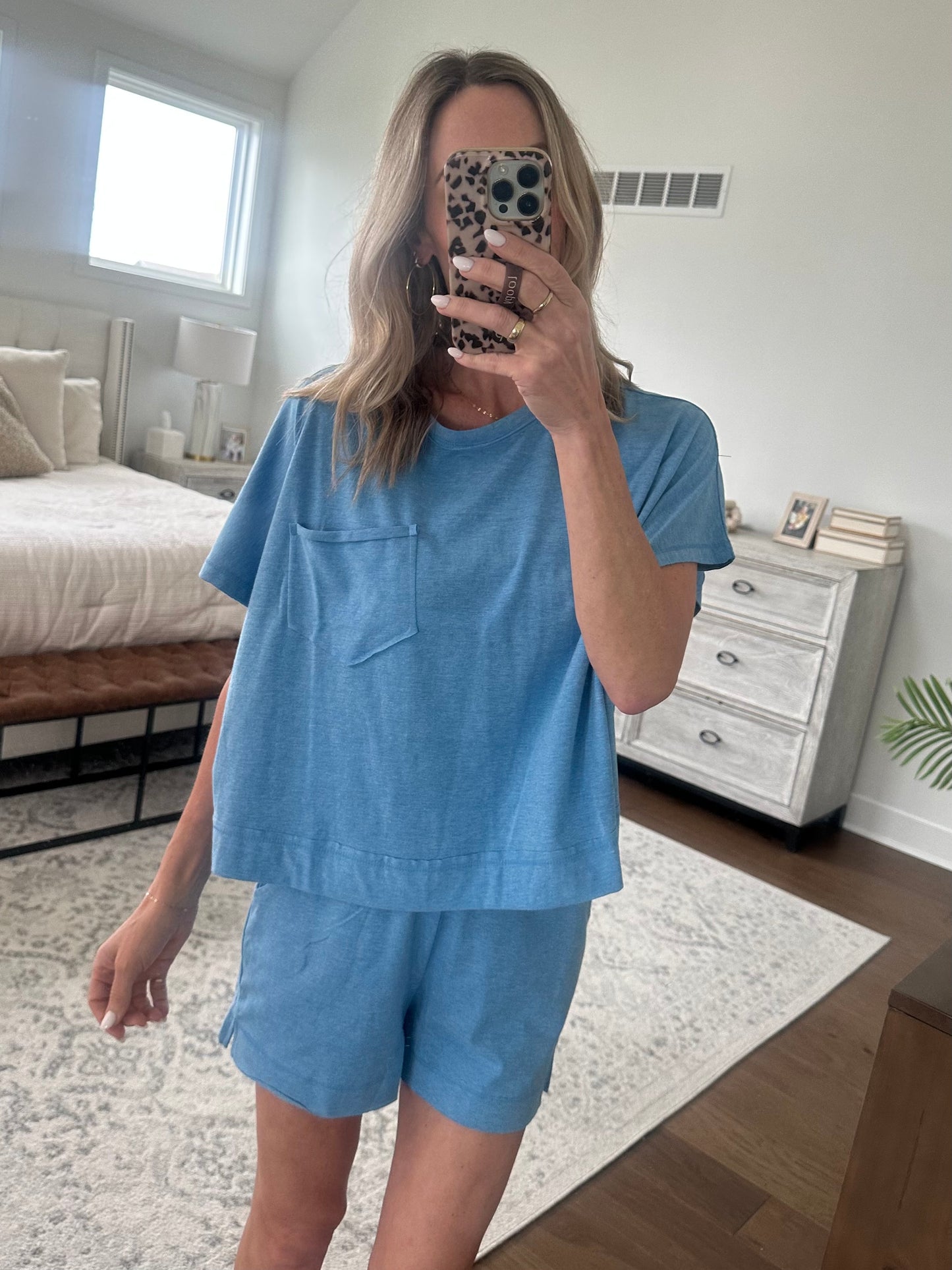 Baby Blue Pocket Top &  Shorts Set
