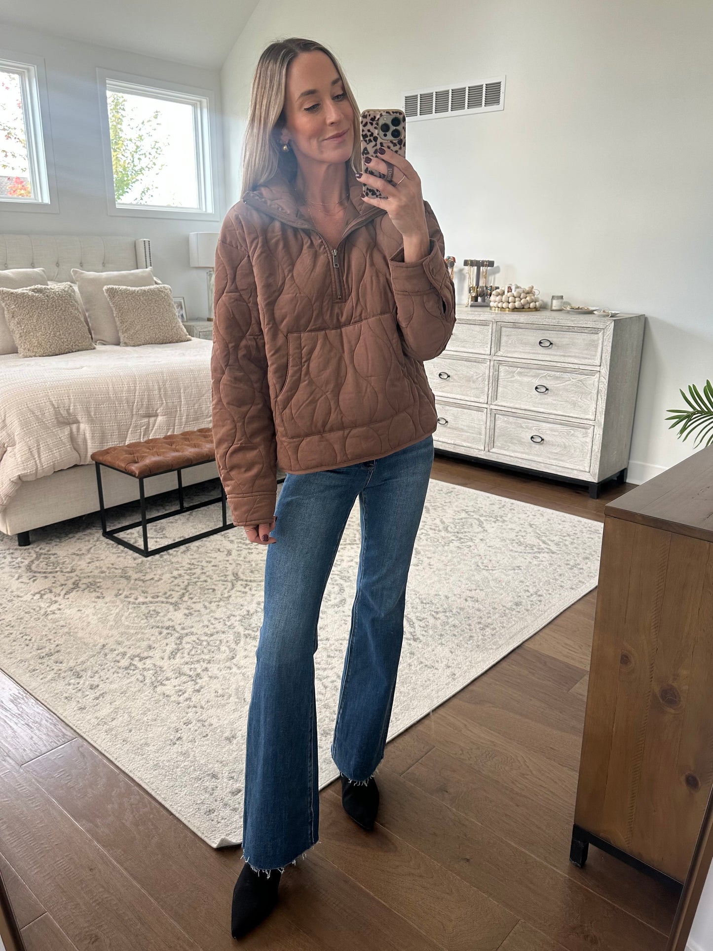 Chestnut Quilted Pullover