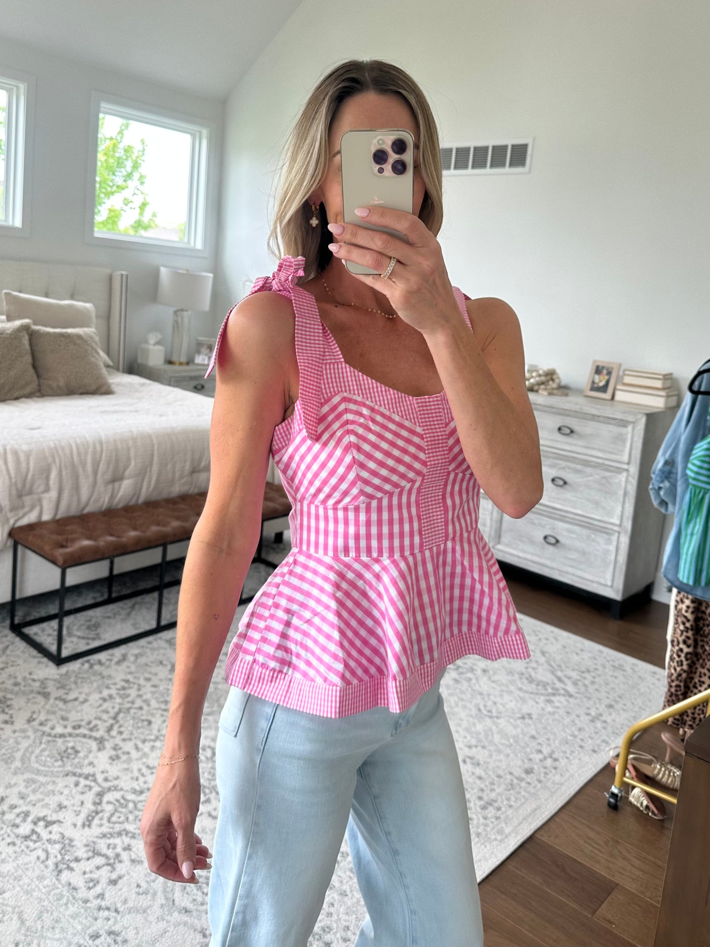 Pink Gingham Tank