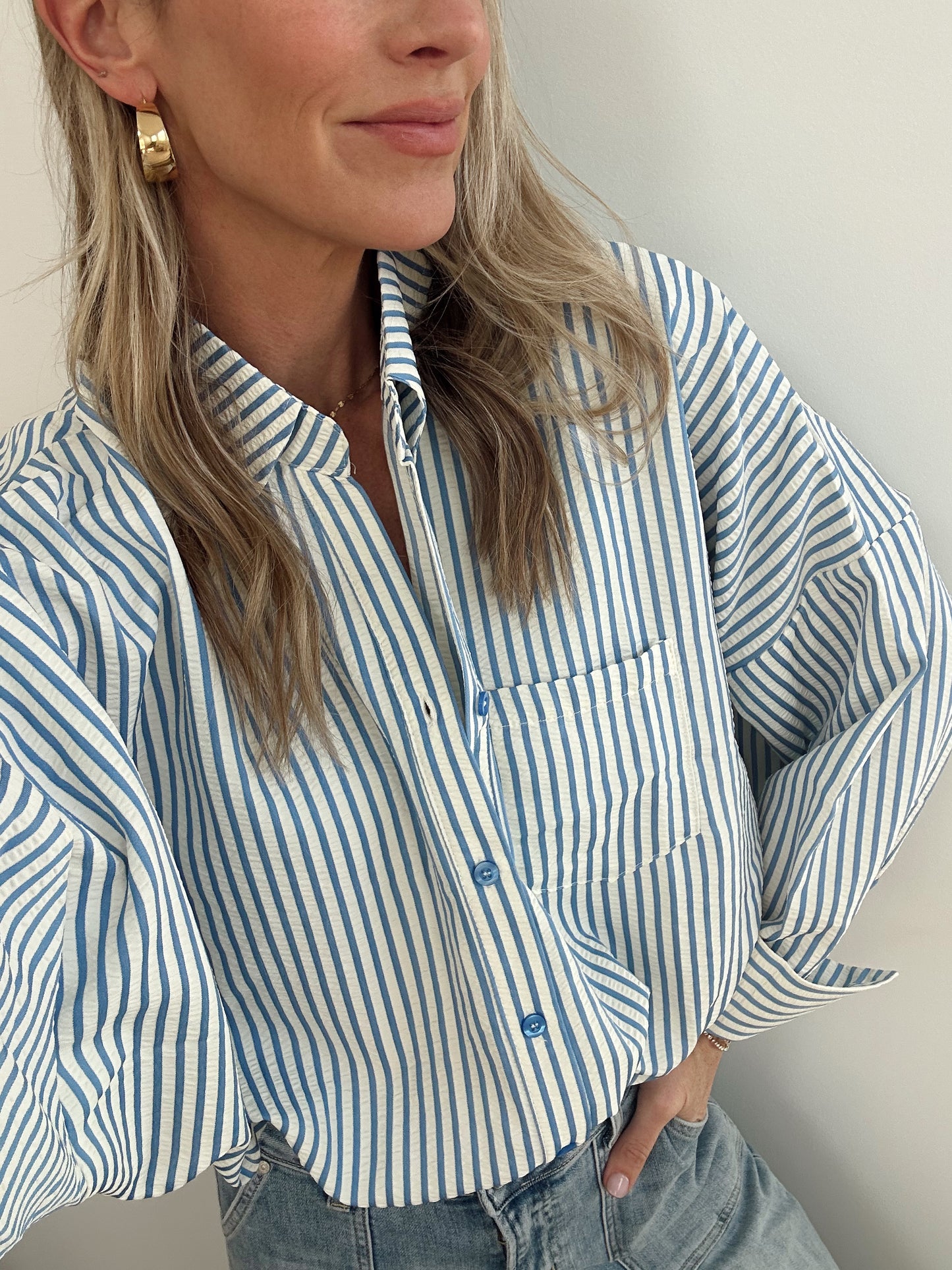 Blue & Ivory Button Down
