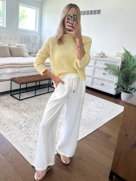 White Wide Leg Beach Pant