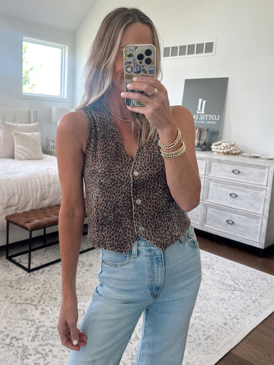 Leopard Denim Vest