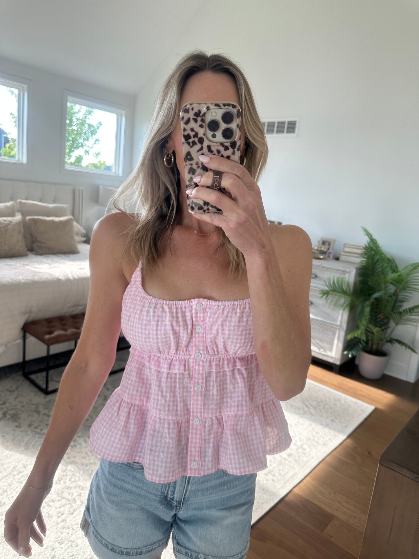 Pink Embroidered Tank
