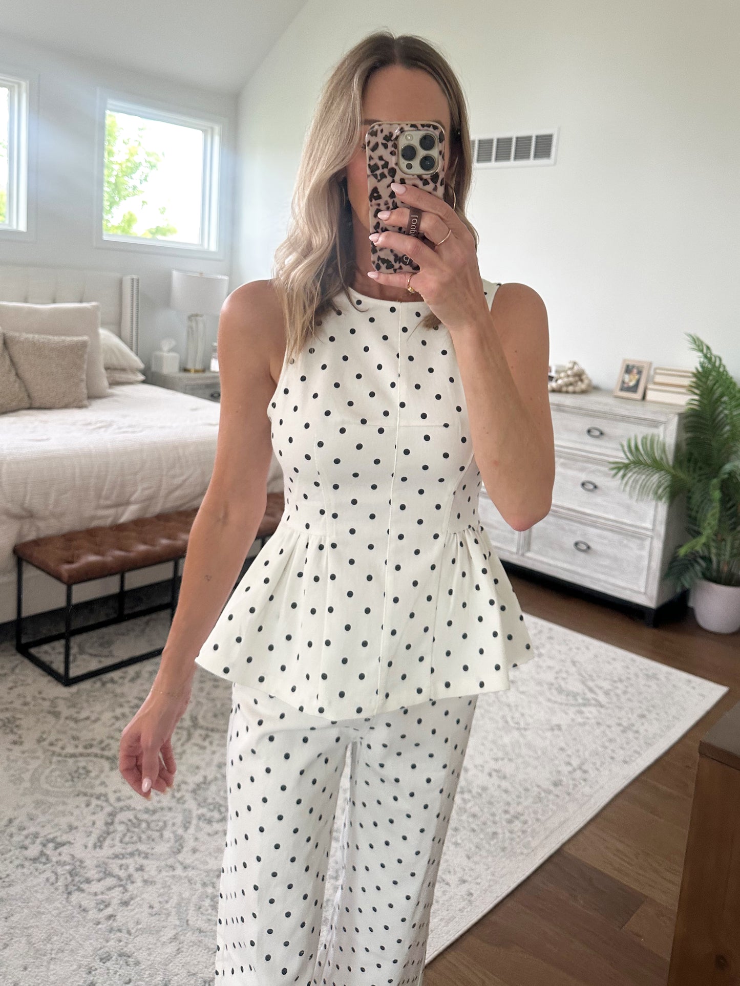 Polka Dot Peplum Top