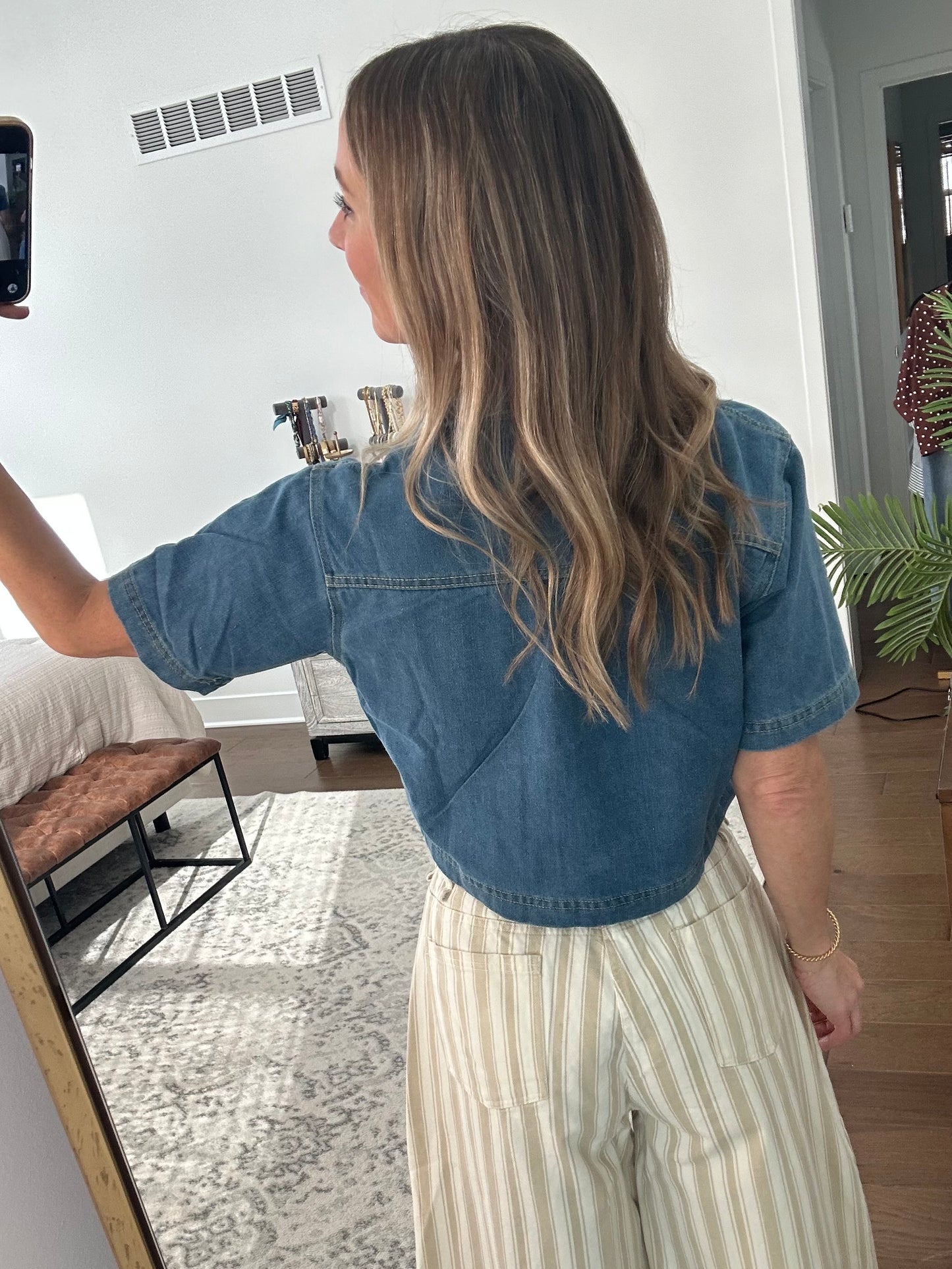 Dark Denim Short Sleeve Top