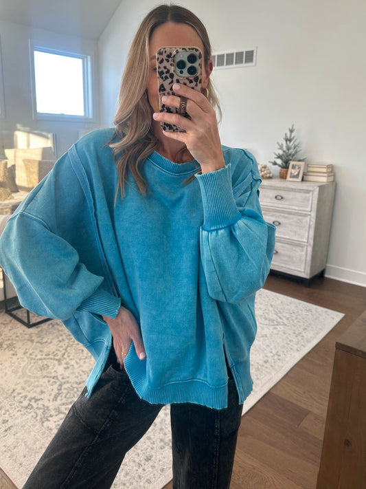 Oversized Sweatshirt- Blue