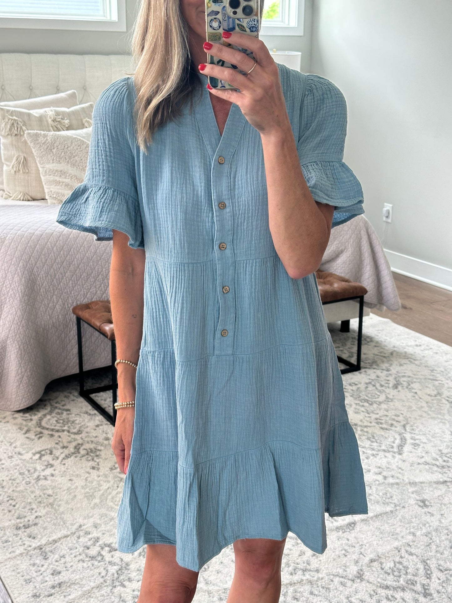 Flutter Sleeve Woven Dress