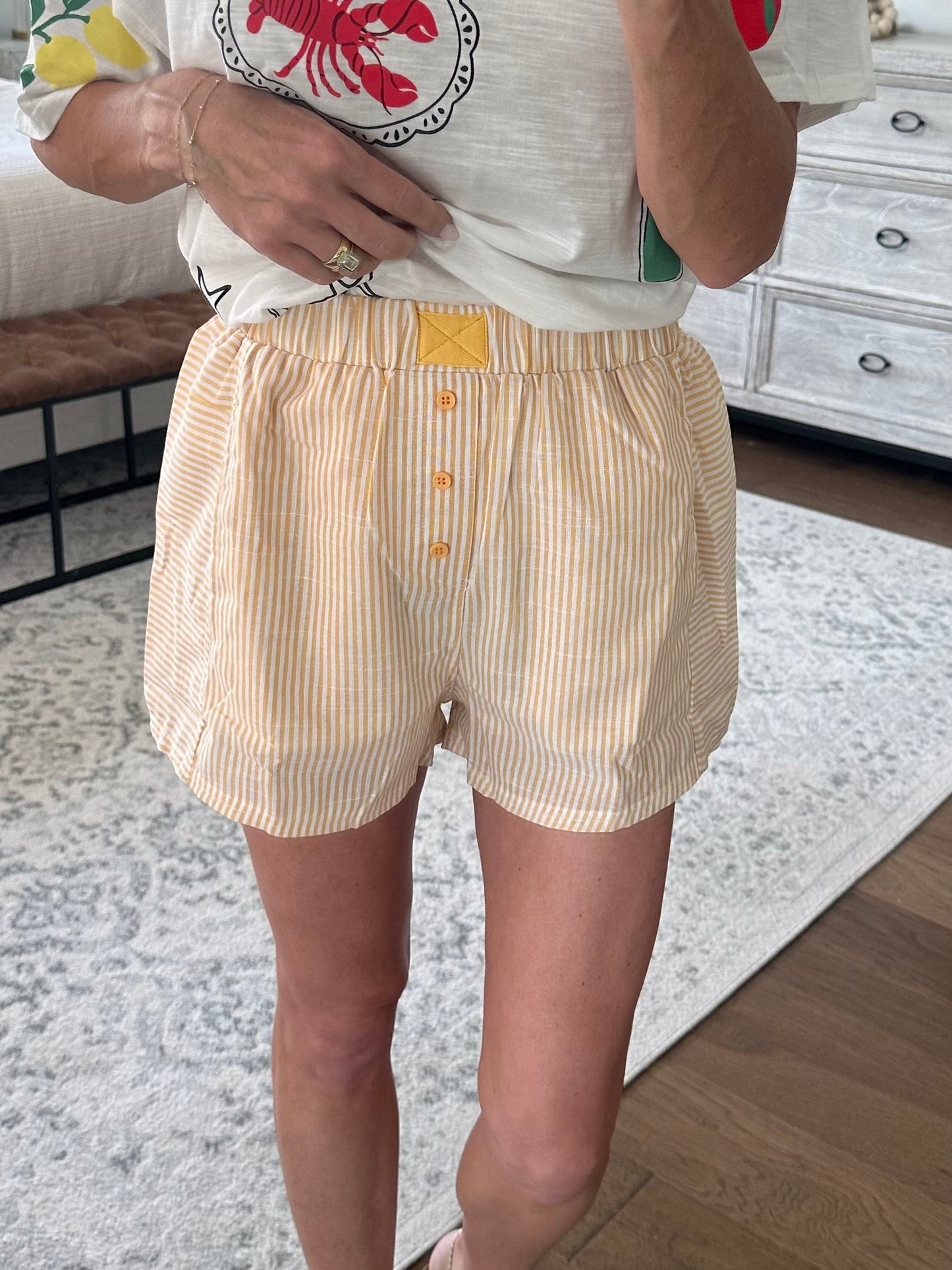 Yellow Striped  Boxer Shorts