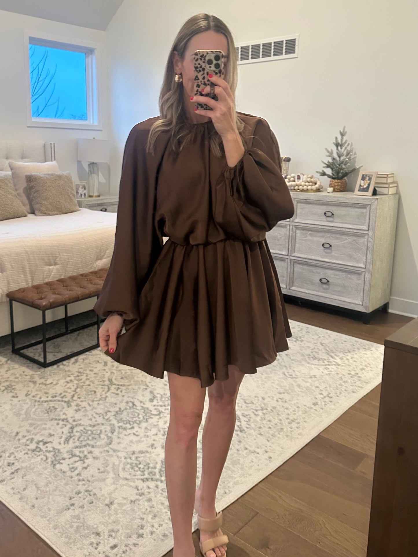 Chocolate Brown Satin Dress