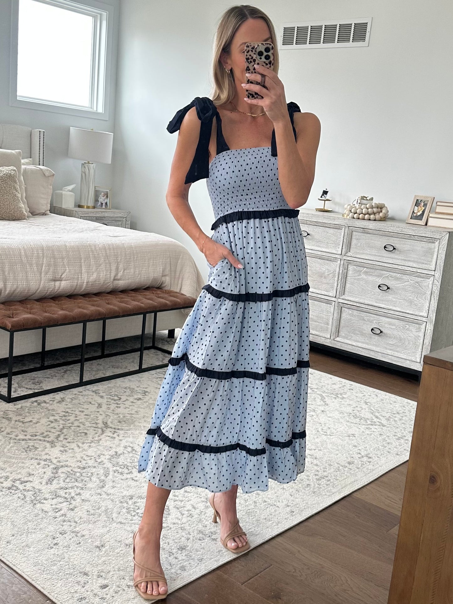 Polka Dot Blue/Navy Maxi Dress